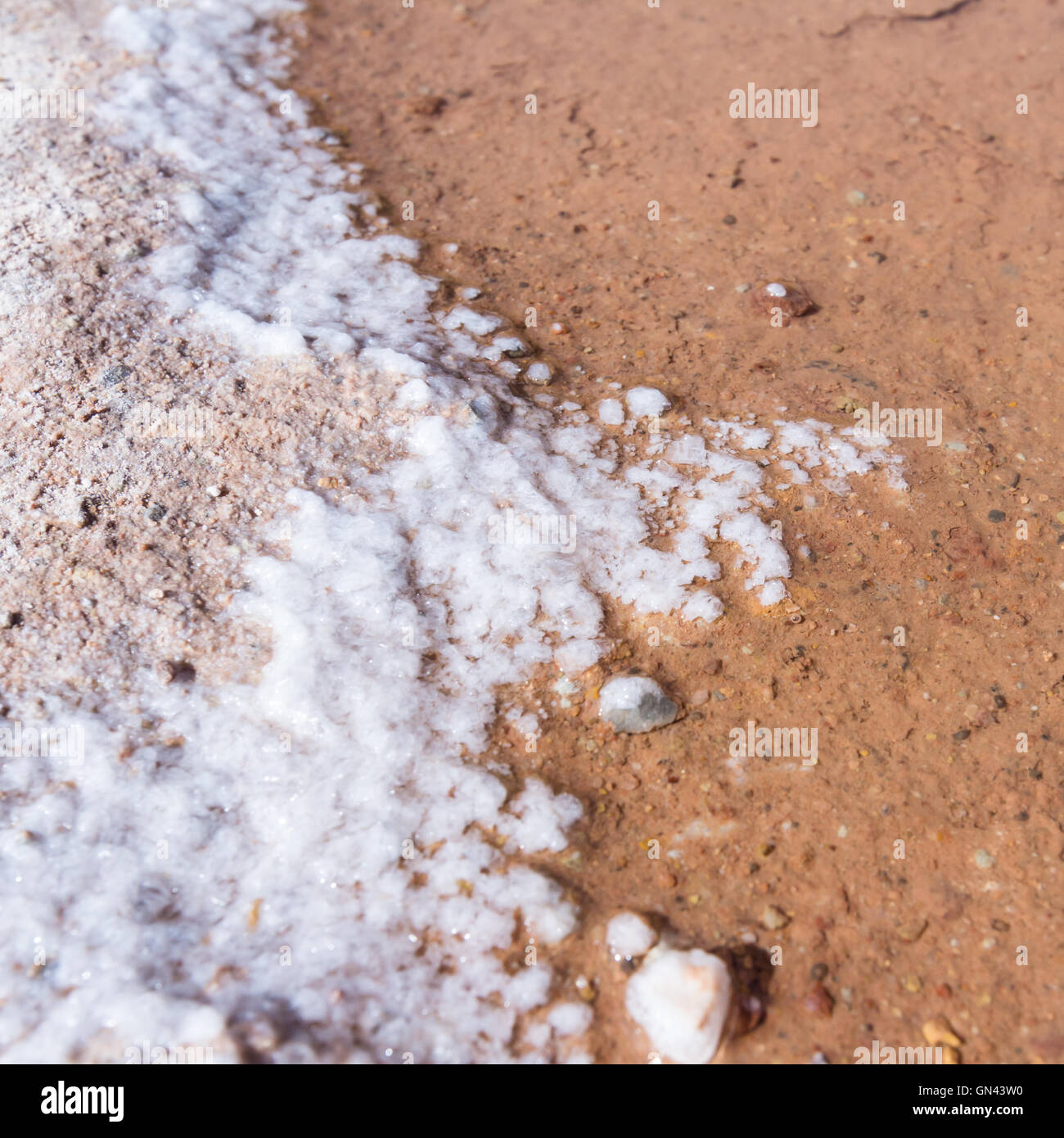 Details der die Kristalle des Salzes in den Teichen von Maras Peru hautnah Stockfoto