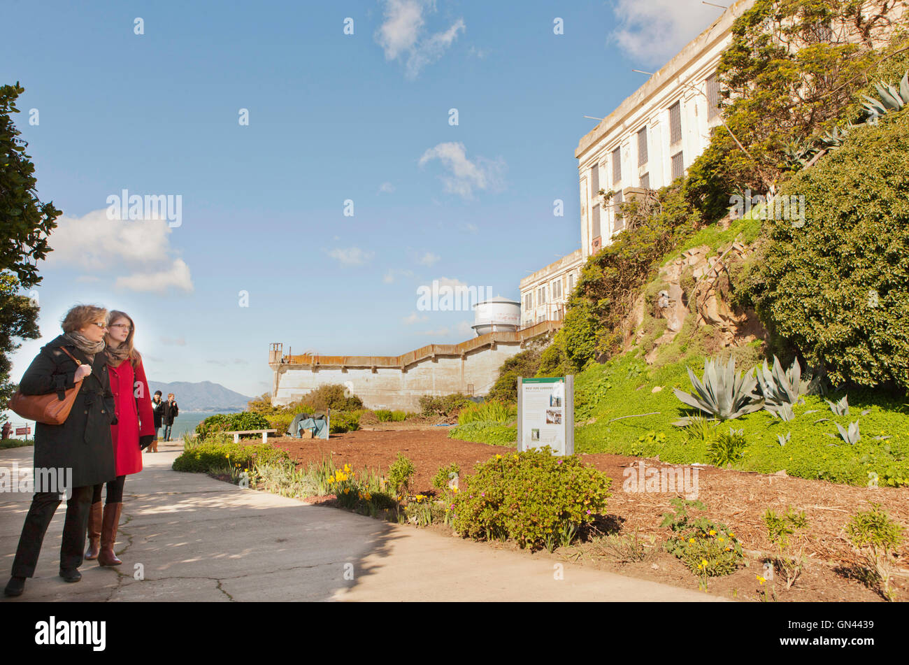 Die West Side Gärten im Gefängnis Alcatraz. San Francisco, CA Stockfoto