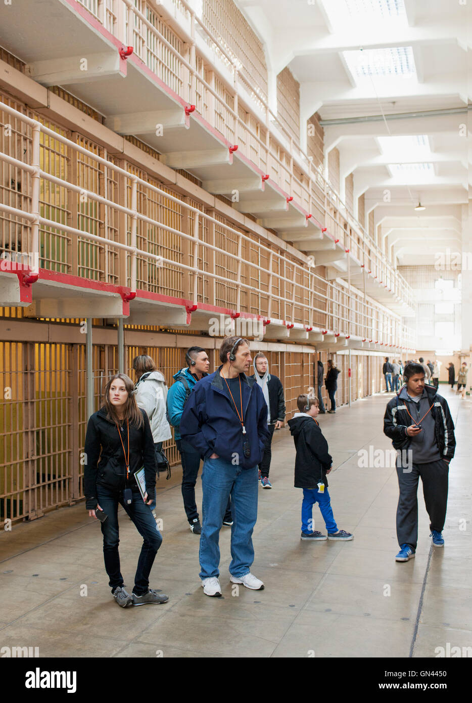 Gefängnis-Zellen, Alcatraz Island, The Rock, San Francisco, California, Vereinigte Staaten von Amerika.  Alcatraz Island befindet sich in der Stockfoto