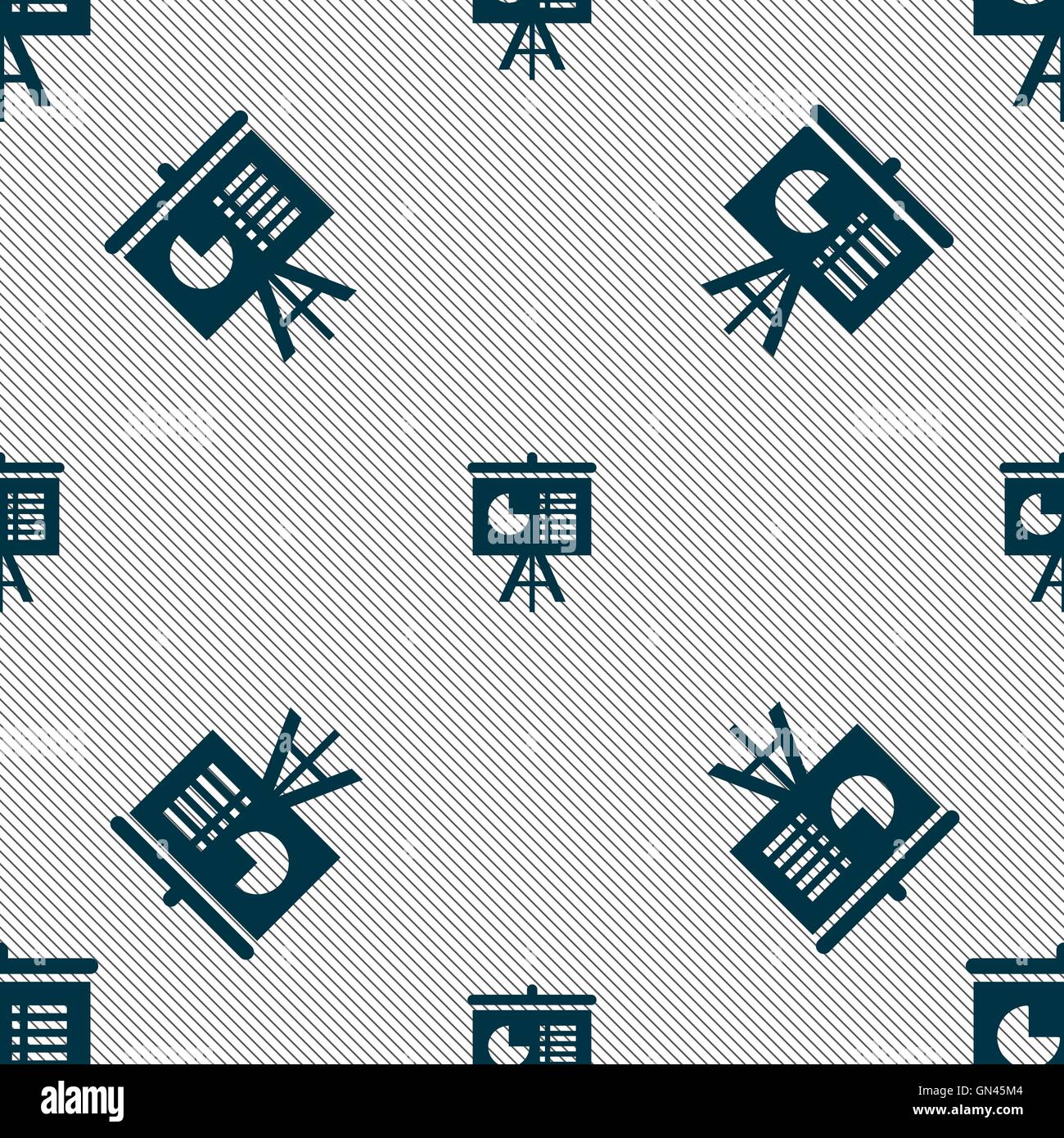 Präsentation-Board Symbol Zeichen. Nahtlose Muster mit geometrischen Struktur. Vektor Stock Vektor