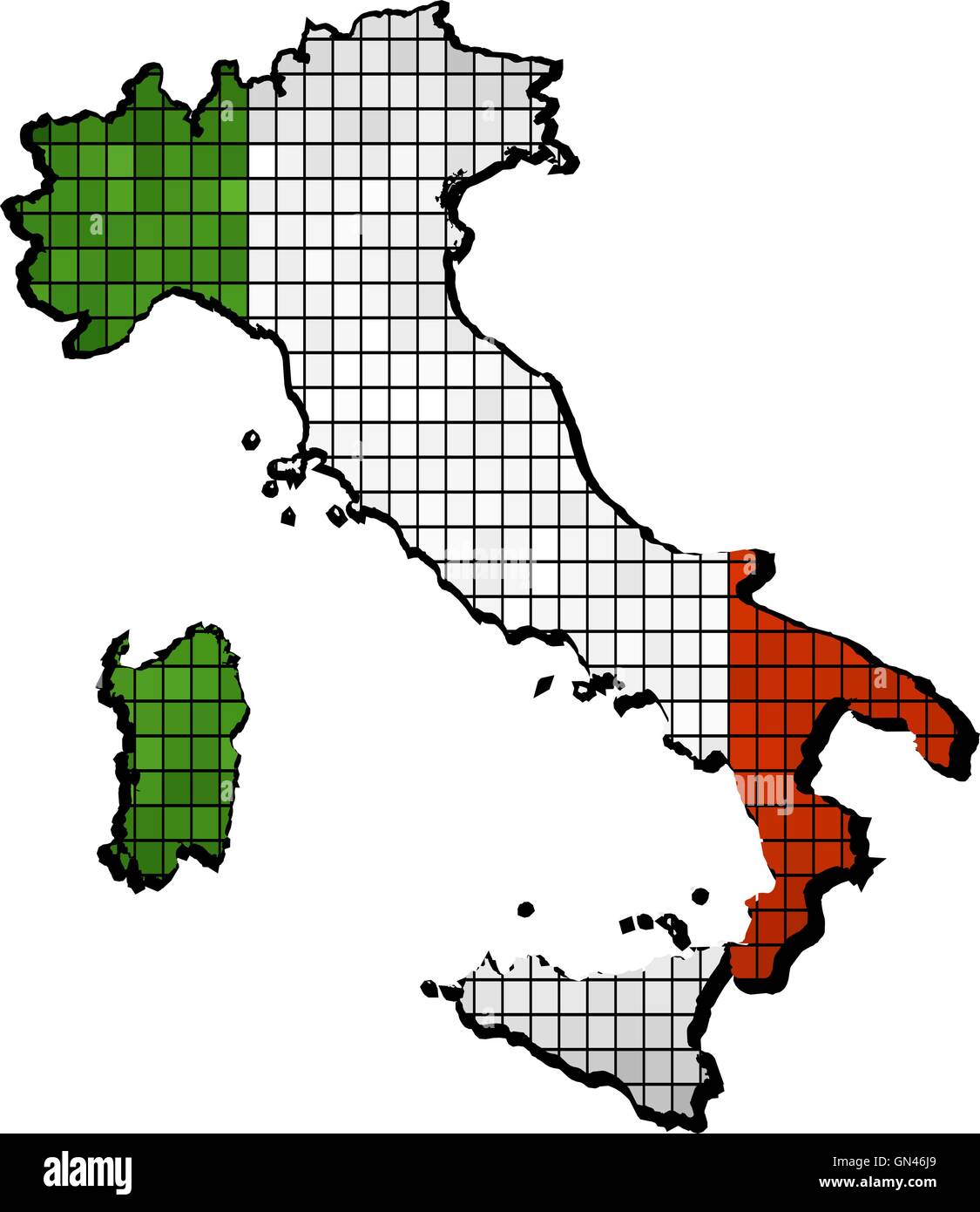 Italien Karte mit Flagge im Inneren Stock Vektor
