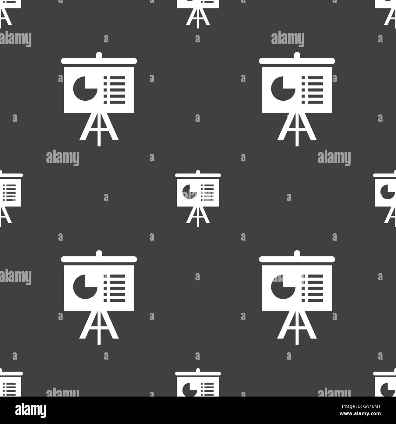 Präsentation-Board Symbol Zeichen. Nahtlose Muster auf einem grauen Hintergrund. Vektor Stock Vektor