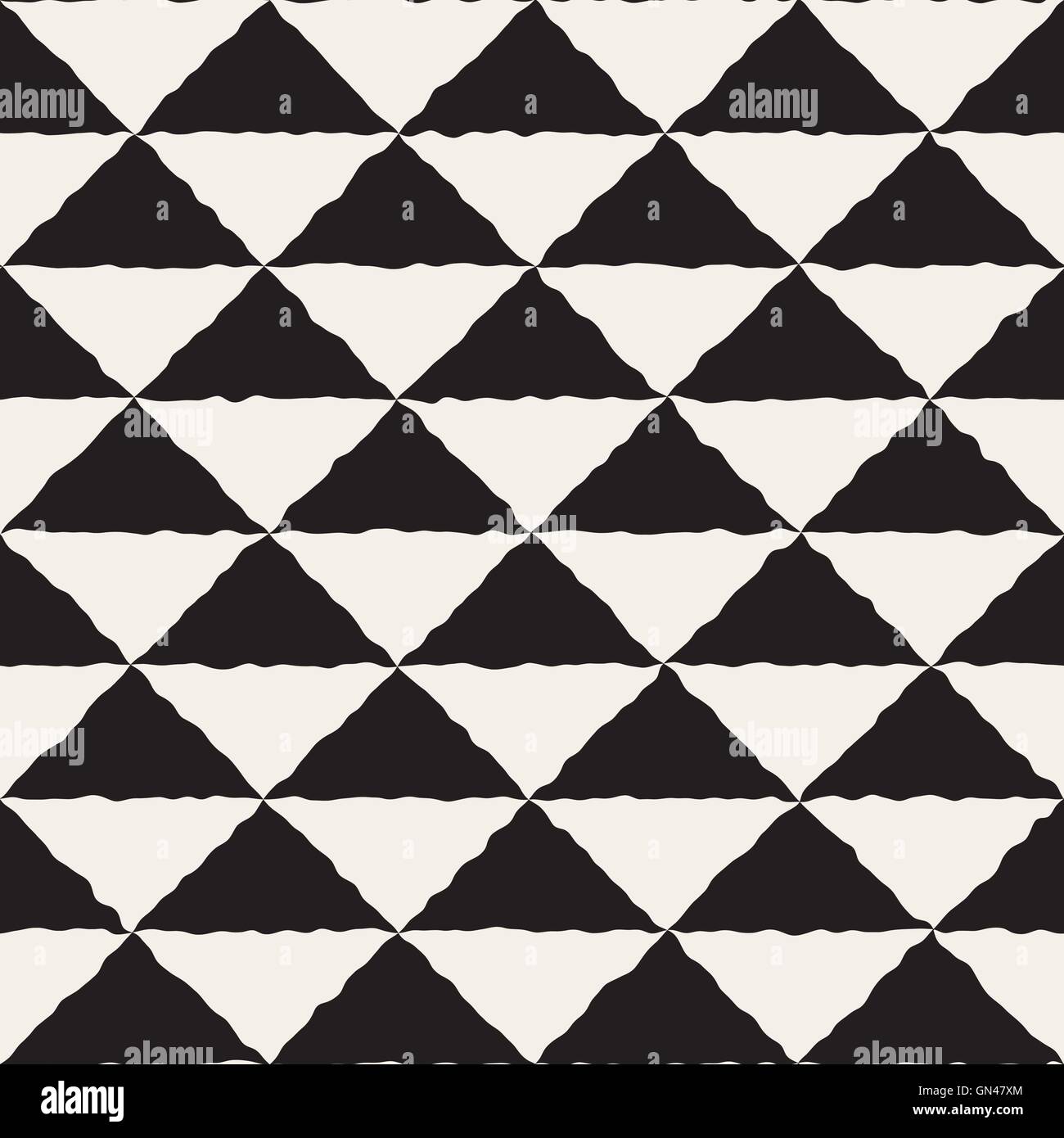 Vektor nahtlos schwarz / weiß handbemalt geometrische Dreiecke Checker Linienmuster Stock Vektor