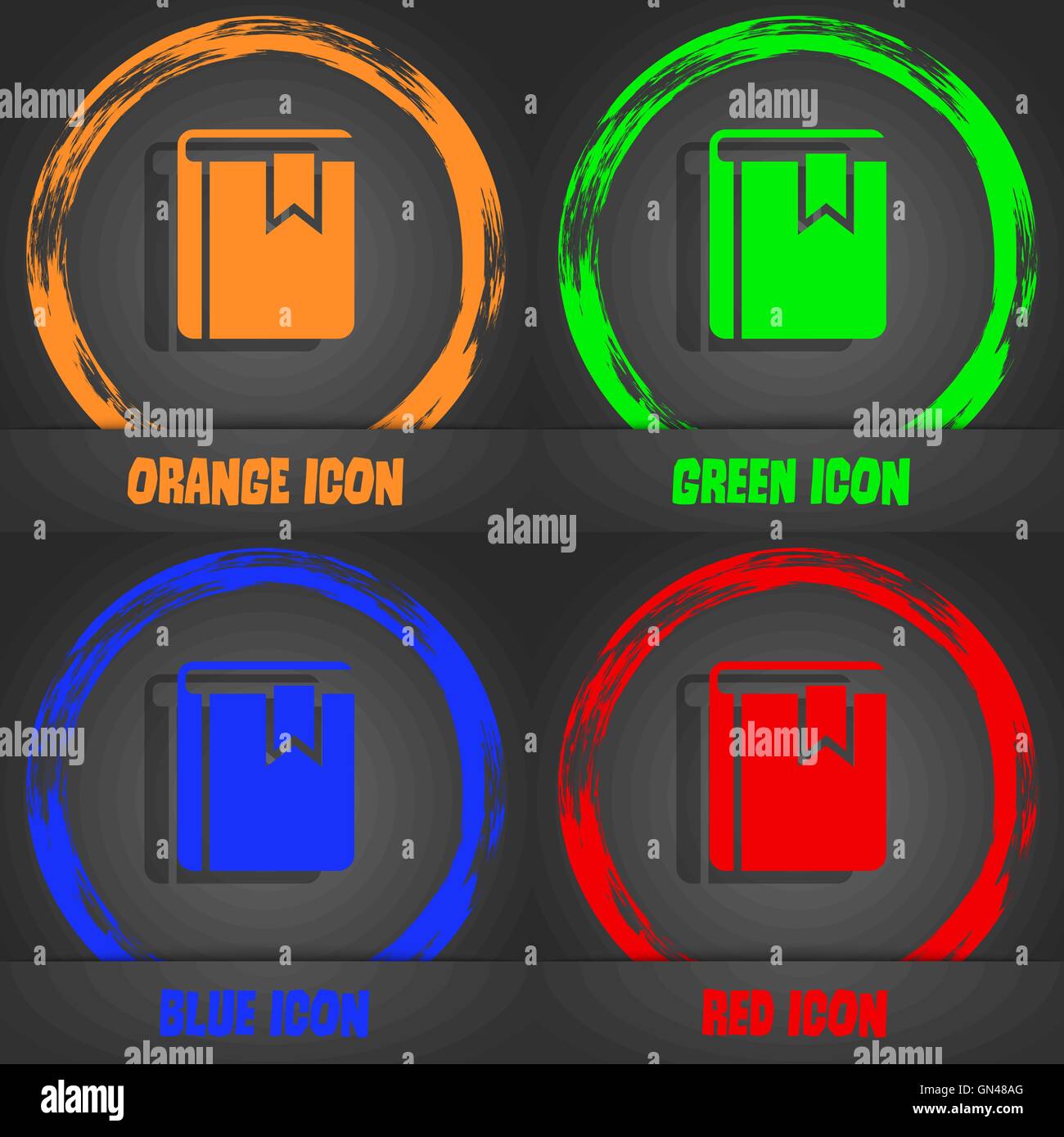 Buch-Lesezeichen-Symbol. Moderne stilvolle. In orange, grün, blau, rot-Design. Vektor Stock Vektor