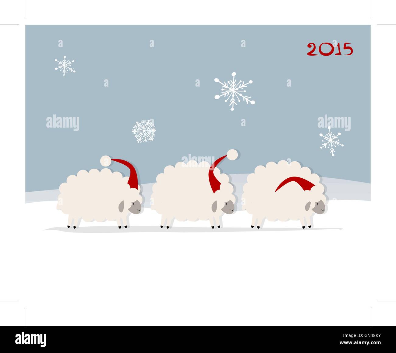Lustige Schafe Santa, Symbol des neuen Jahres 2015 Stock Vektor