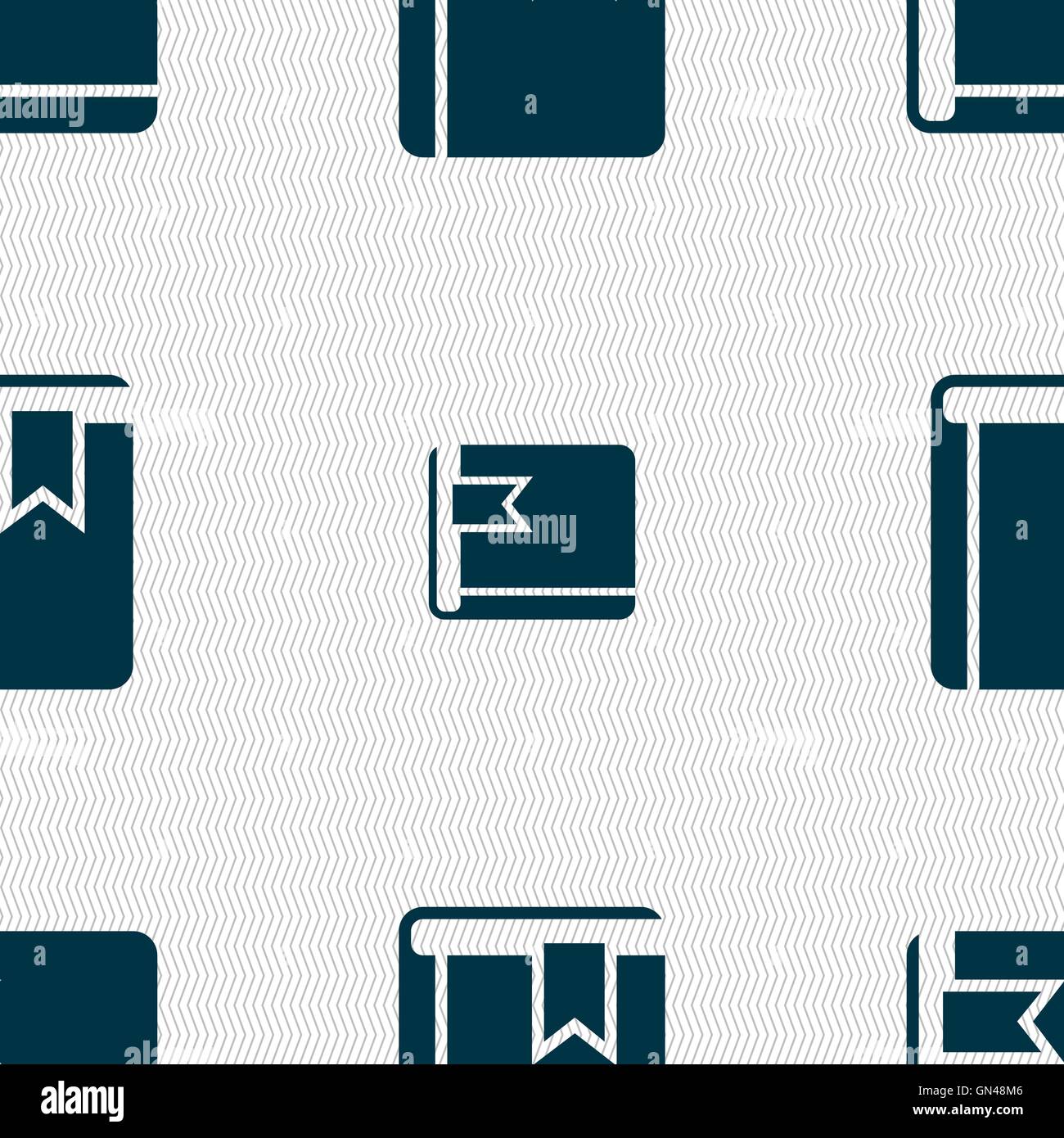 Buchen Sie Lesezeichen Symbol Zeichen. Nahtlose Muster mit geometrischen Struktur. Vektor Stock Vektor