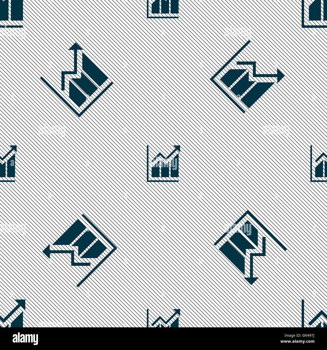 Wachsende Balkendiagramm Symbol Zeichen. Nahtlose Muster mit geometrischen Struktur. Vektor Stock Vektor