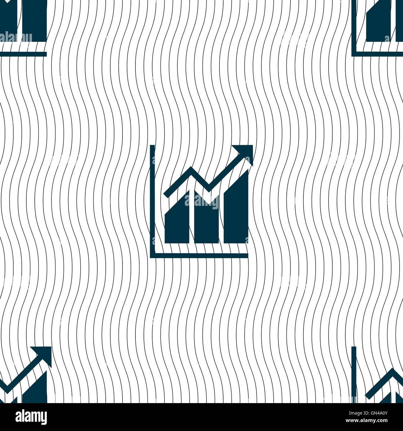 Wachsende Balkendiagramm Symbol Zeichen. Nahtlose Muster mit geometrischen Struktur. Vektor Stock Vektor