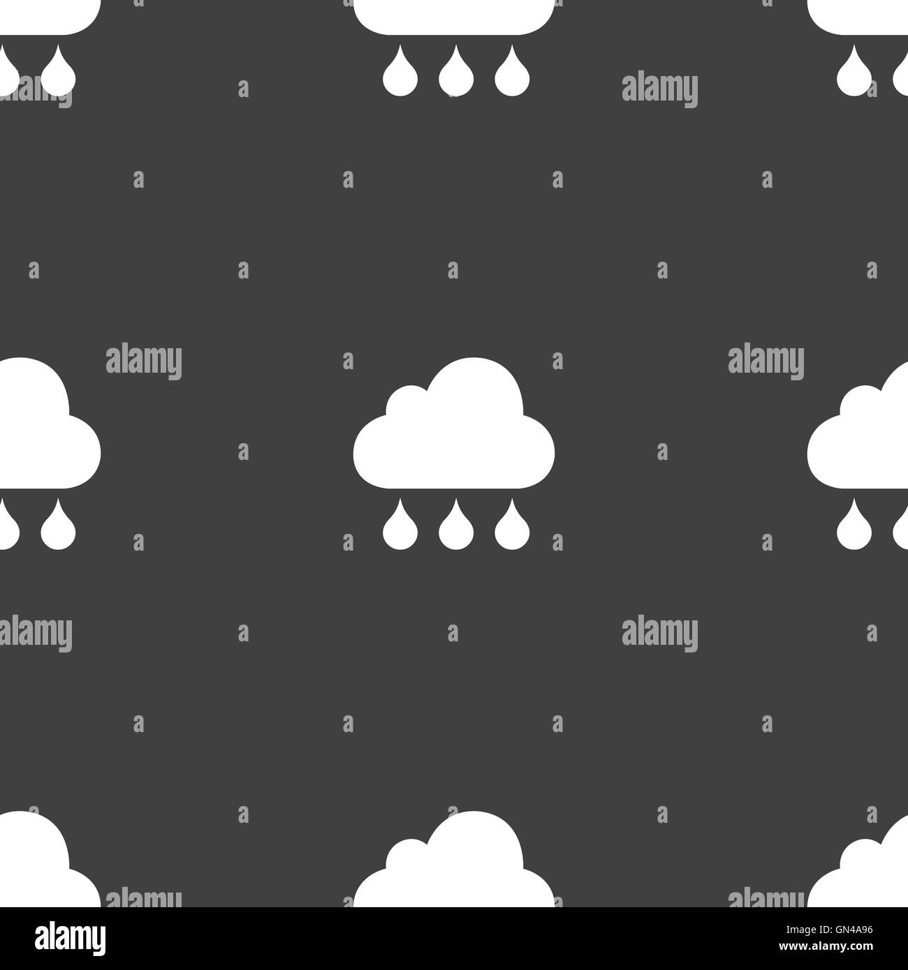 Cloud-Regen-Symbol Zeichen. Nahtlose Muster auf einem grauen Hintergrund. Vektor Stock Vektor
