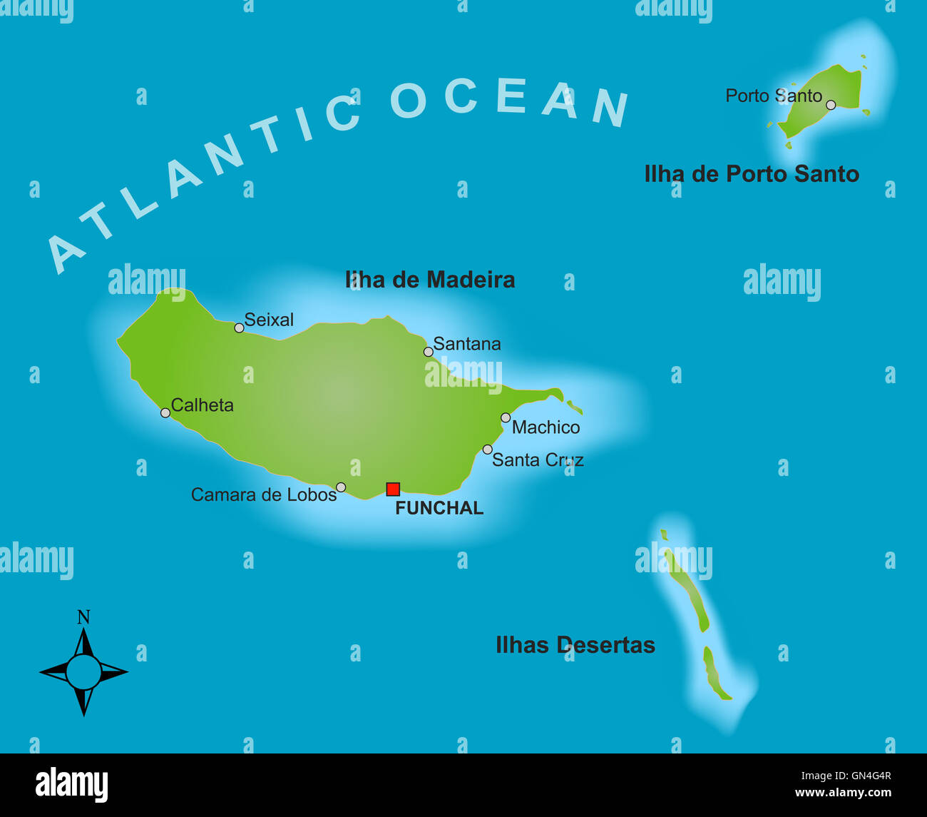 Karte von Madeira Stockfotografie - Alamy
