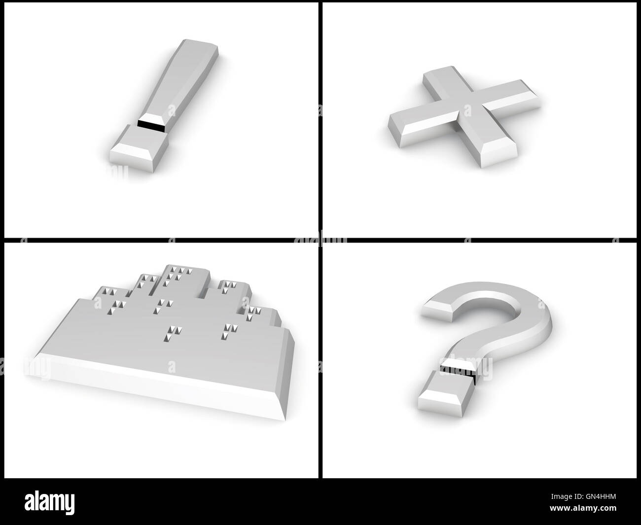 metallisches Silber Warnsymbole Stockfoto