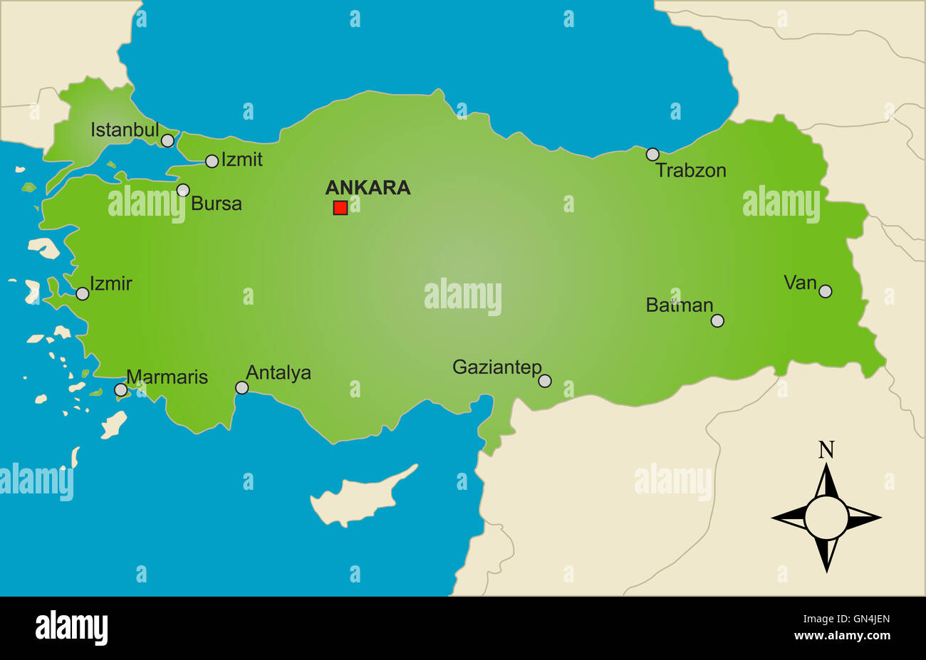 Karte von Türkei Stockfotografie - Alamy