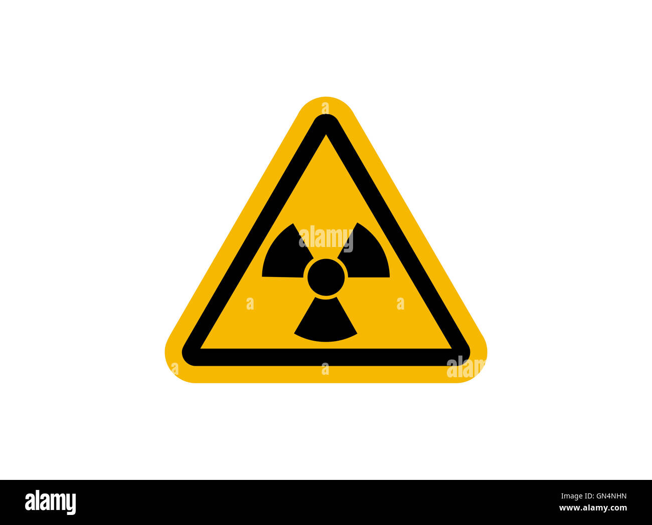 Strahlung Schild mit glänzend gelbe Fläche Stockfoto