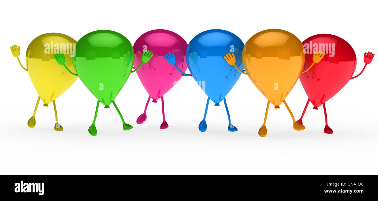 Bunte Luftballons-Welle Stockfoto Bunte Luftballons-Welle Stockfoto