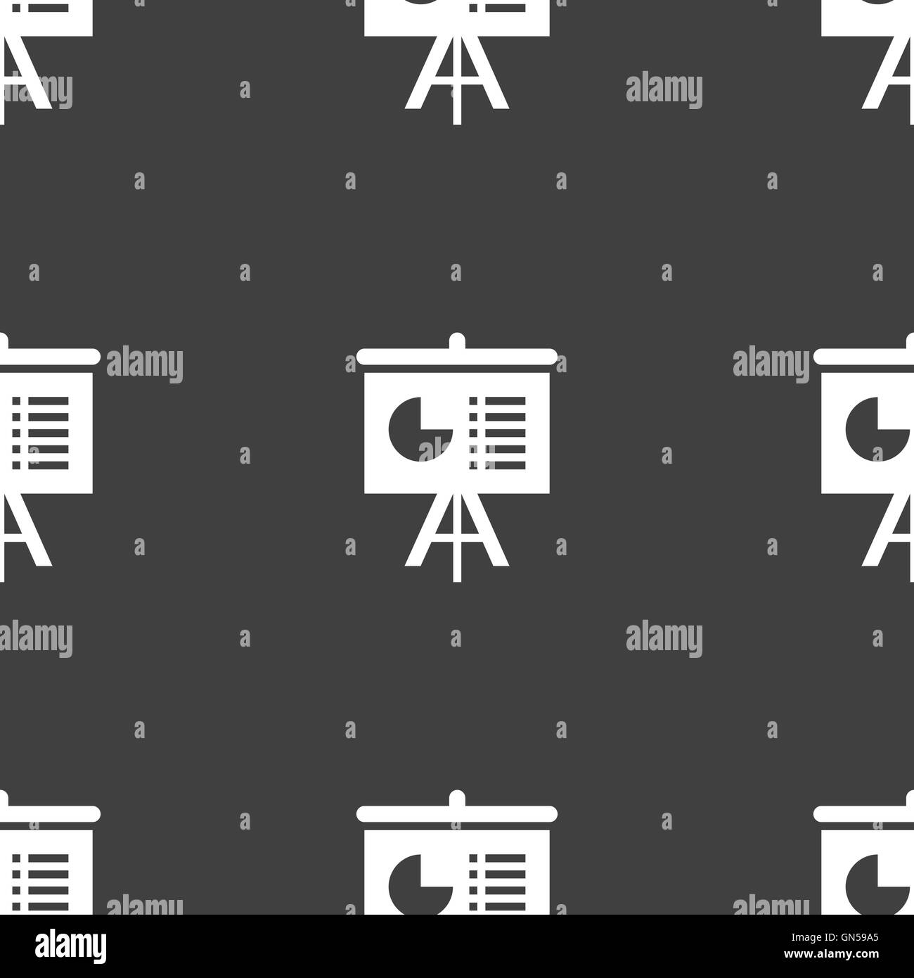 Präsentation-Board Symbol Zeichen. Nahtlose Muster auf einem grauen Hintergrund. Vektor Stock Vektor