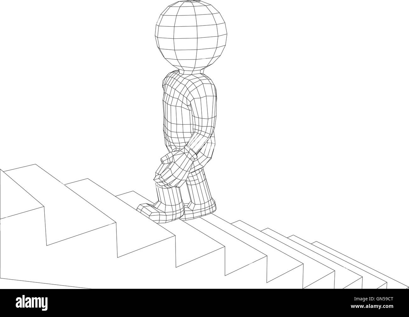 Marionette 3d Mann Treppensteigen Stock Vektor