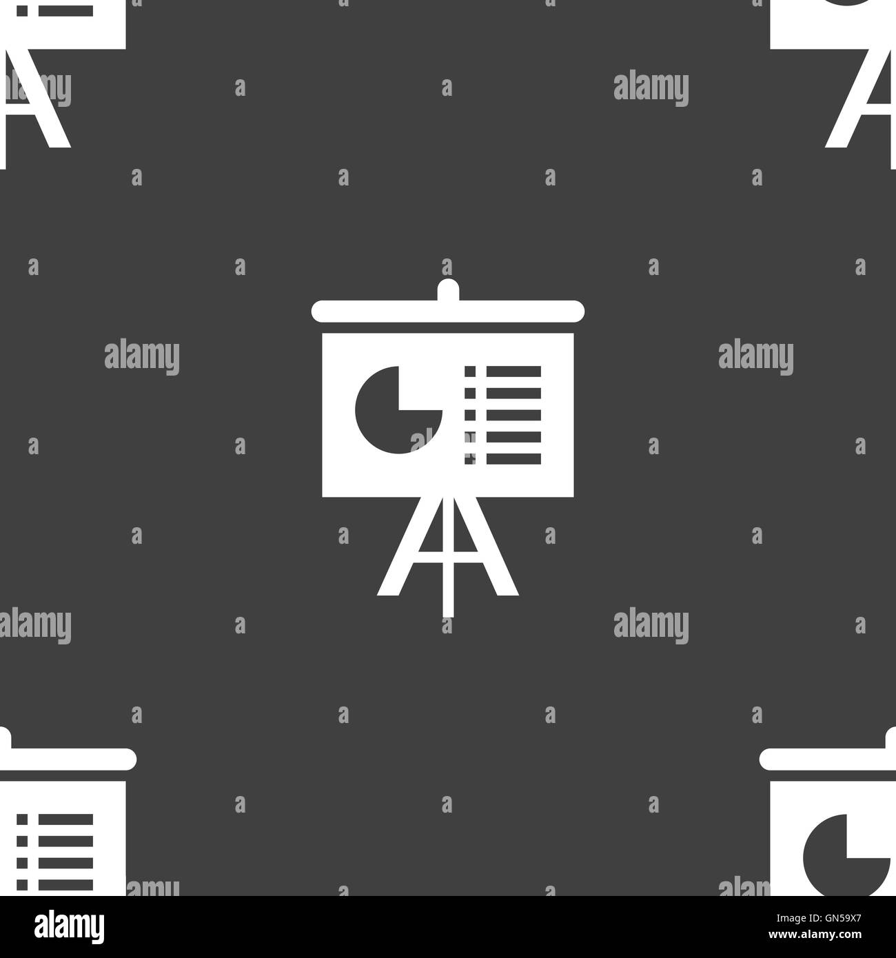 Präsentation-Board Symbol Zeichen. Nahtlose Muster auf einem grauen Hintergrund. Vektor Stock Vektor