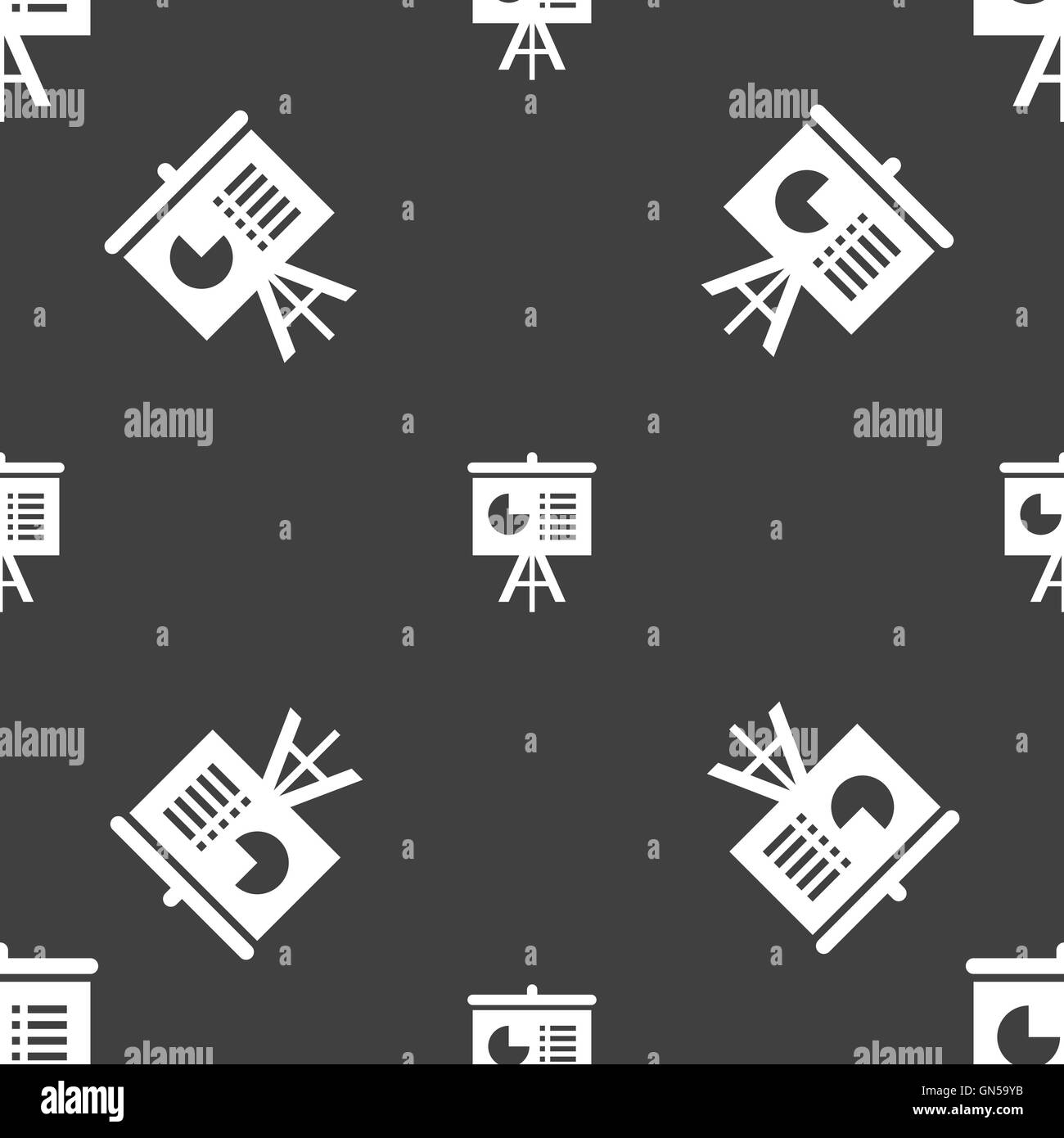 Präsentation-Board Symbol Zeichen. Nahtlose Muster auf einem grauen Hintergrund. Vektor Stock Vektor