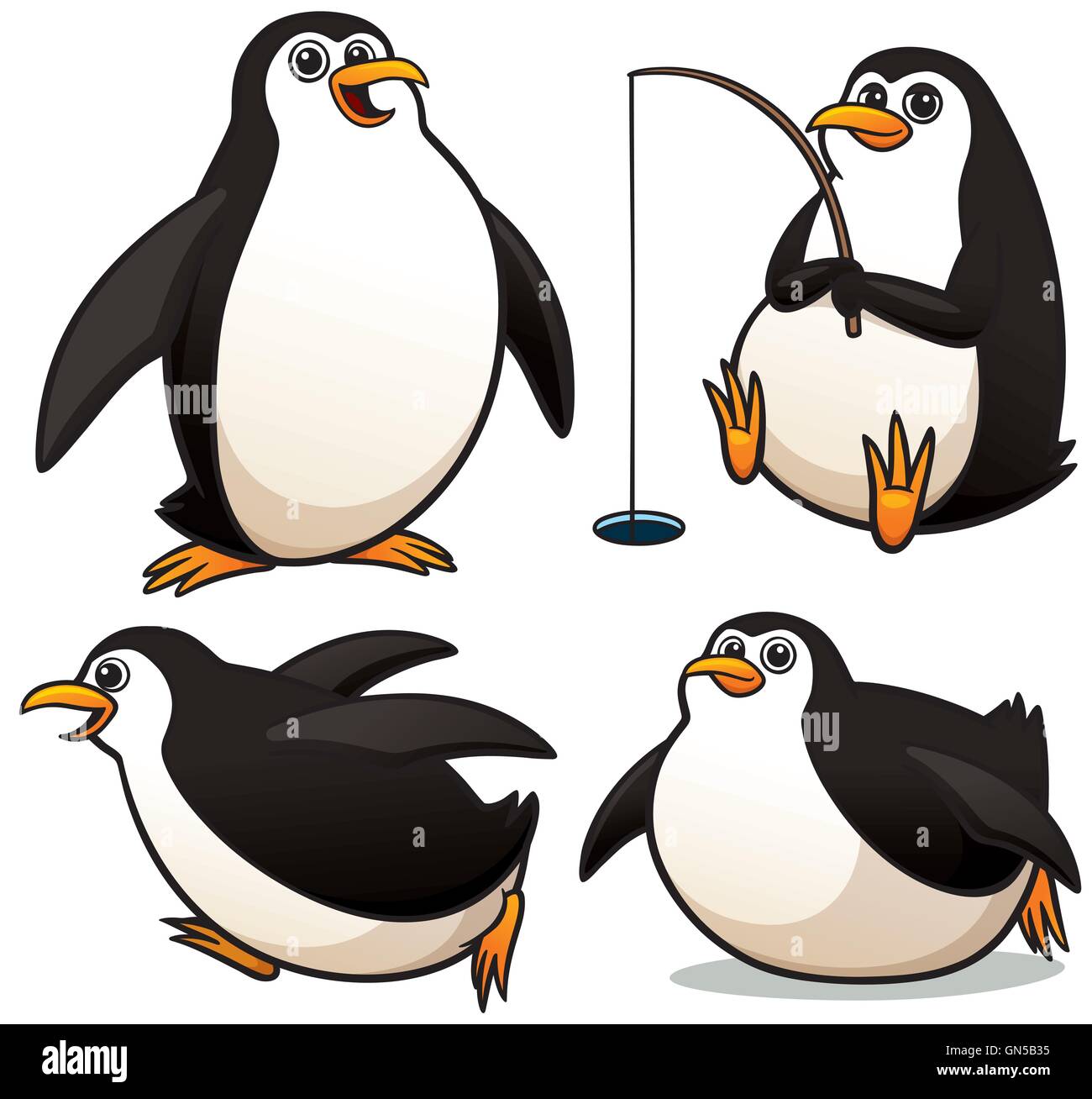 Vector Illustration von Cartoon Penguin Zeichensatz Stock Vektor