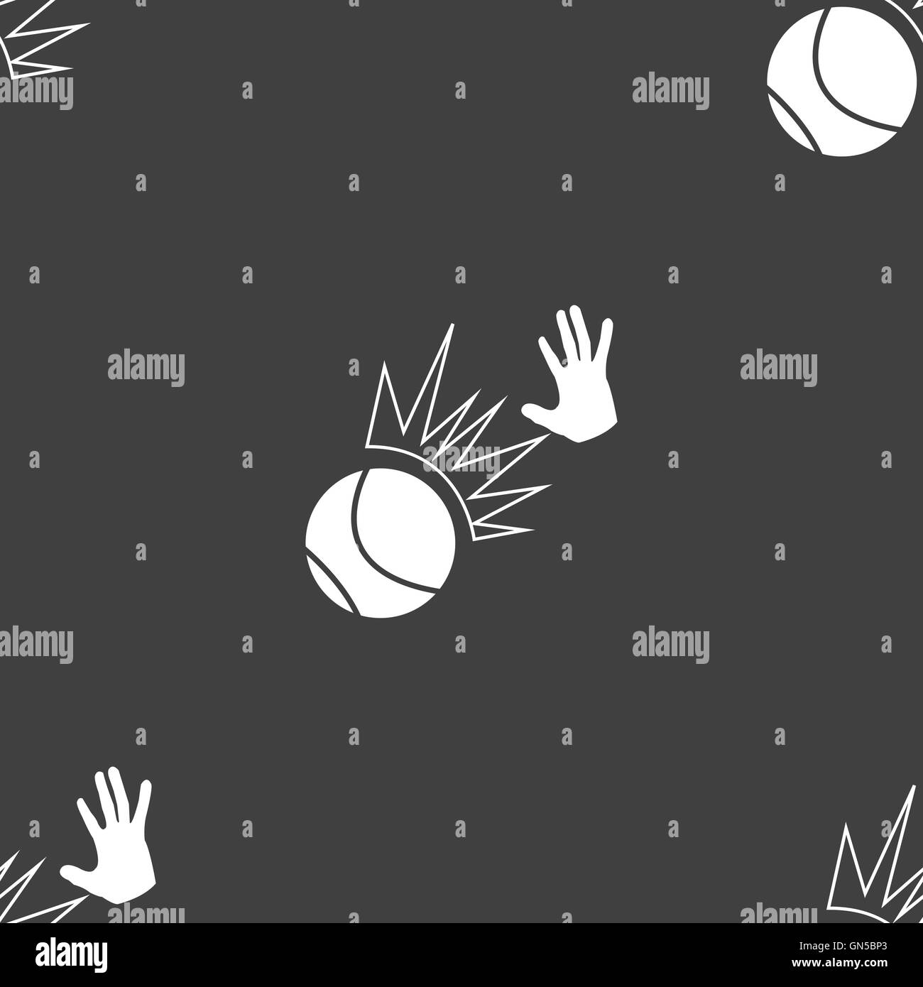 Basketball-Ikone Zeichen. Nahtlose Muster auf einem grauen Hintergrund. Vektor Stock Vektor
