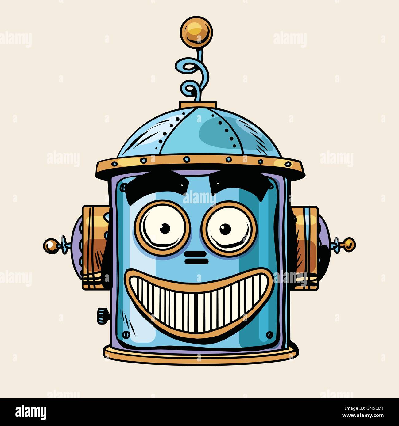 Emoticon glücklich Emoji Roboter Kopf Smiley emotion Stock Vektor