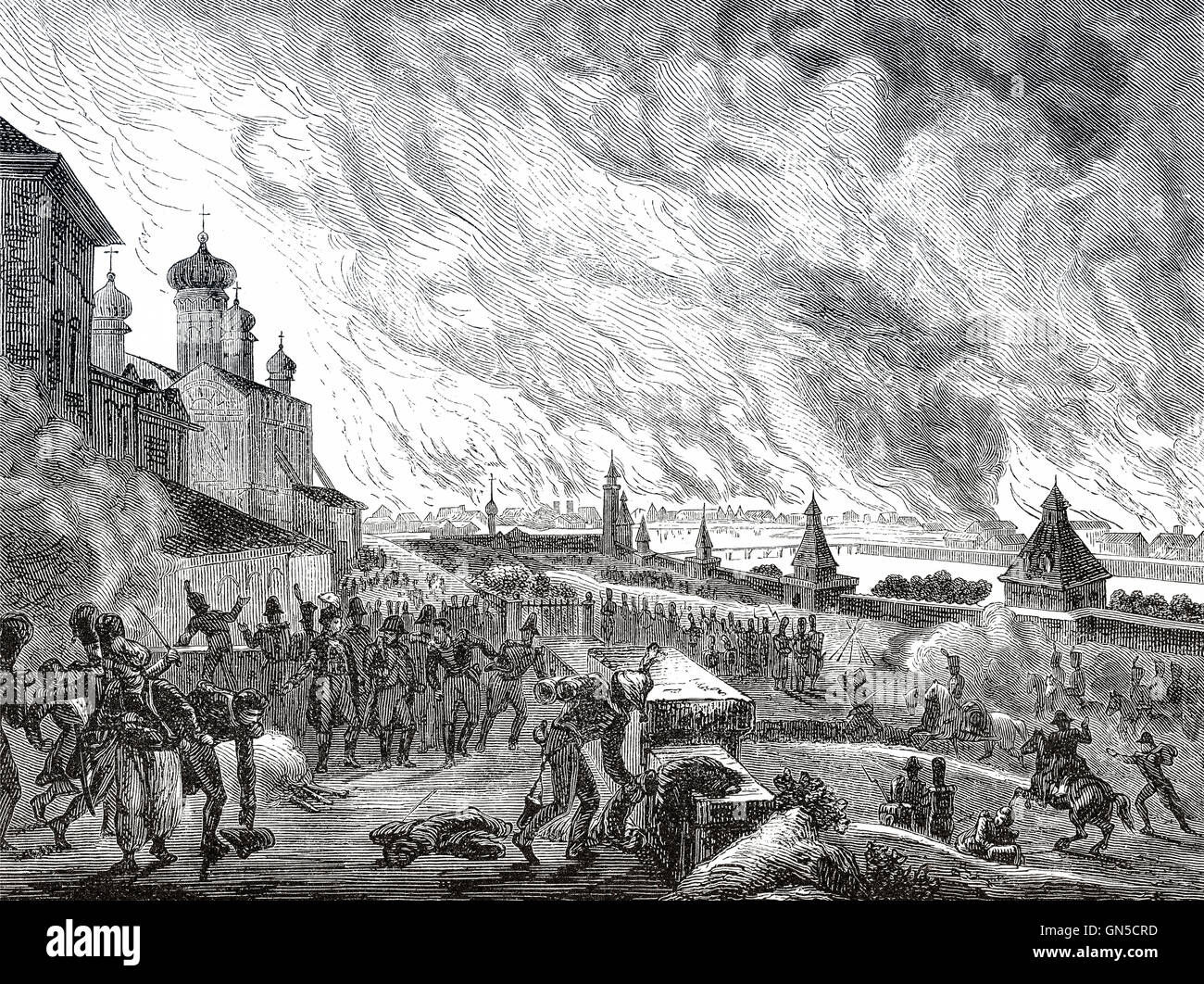 1812-Feuer von Moskau, Russland Stockfoto