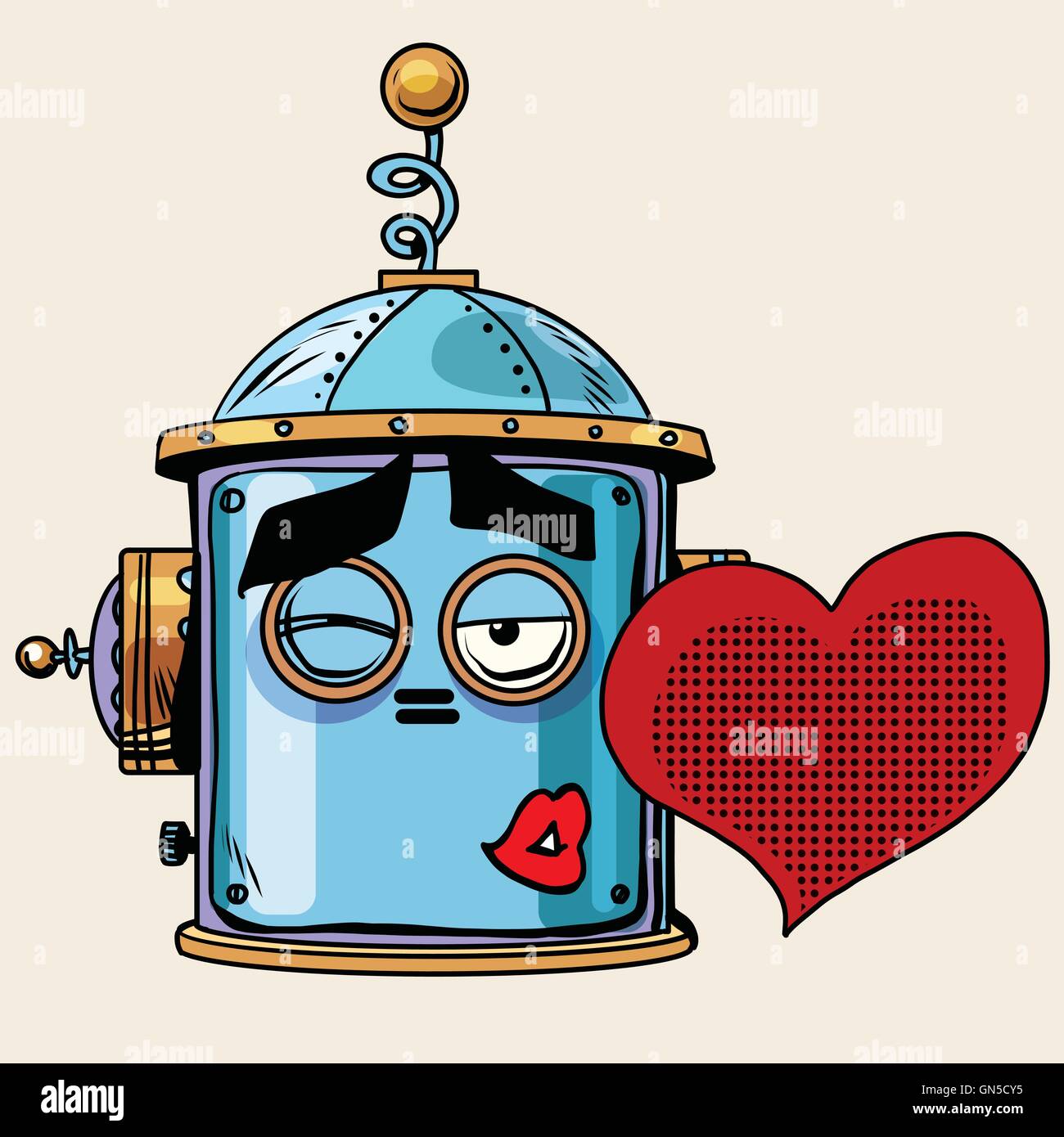 Emoticon Liebe Kuss Emoji Roboter Kopf Smiley emotion Stock Vektor