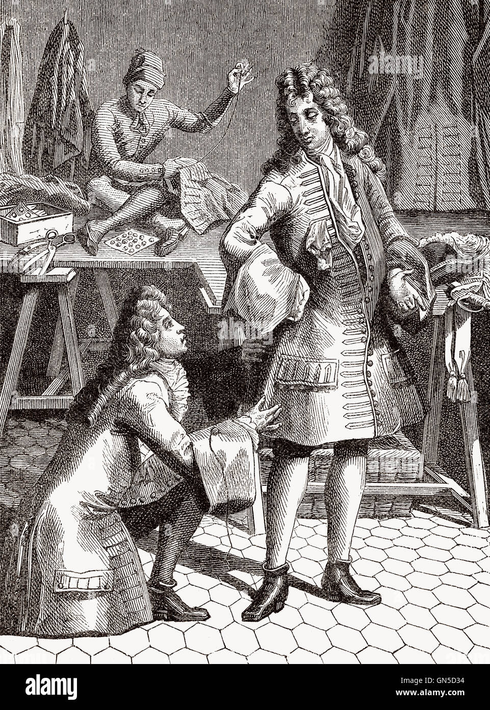 Eine Schneiderei, ca. 1690 Stockfoto