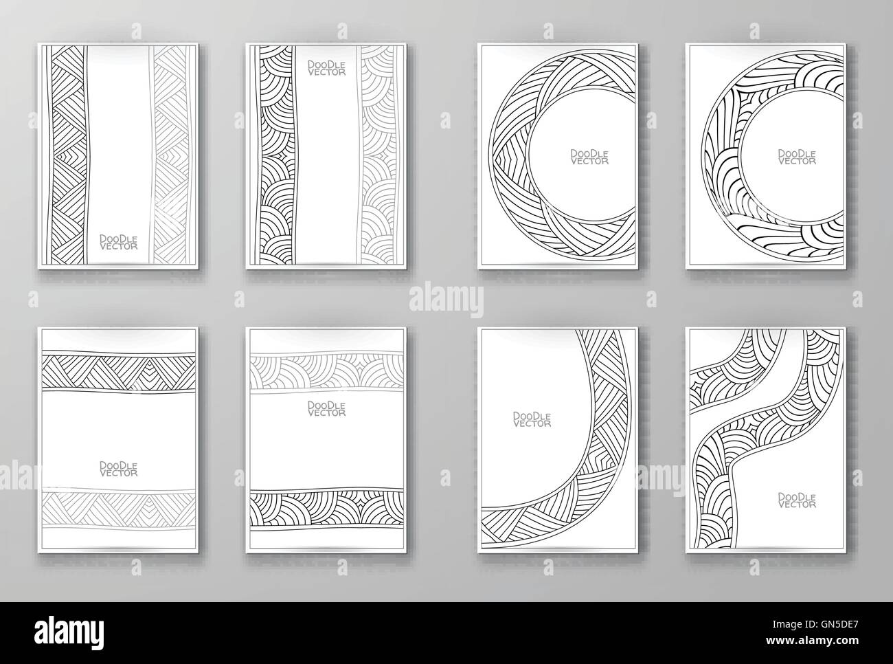 Broschüre mit handgezeichneten Doodle Grenze. Stock Vektor