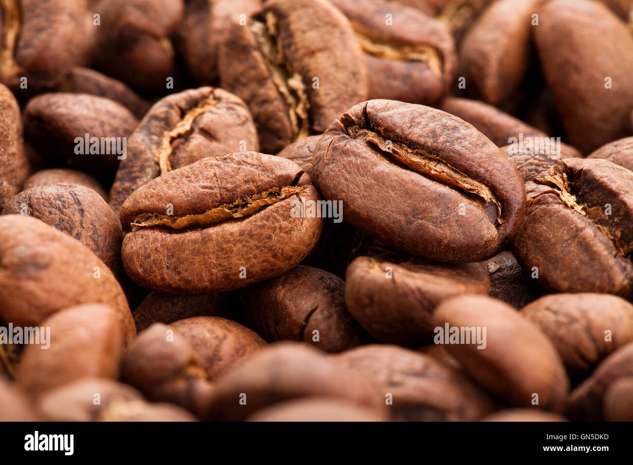 Kaffeebohnen-Makro Stockfoto