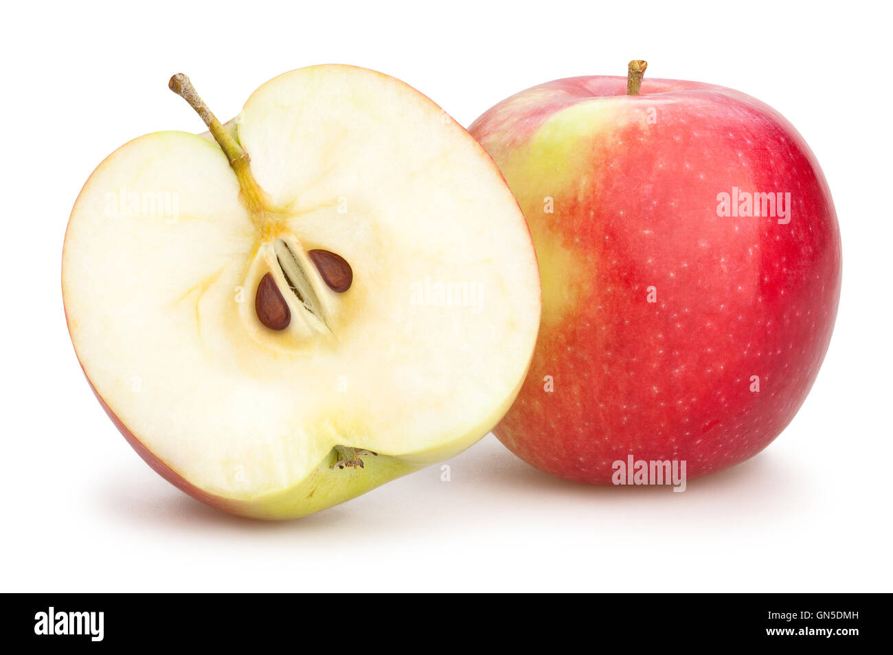 in Scheiben geschnittene Äpfel, isoliert Stockfoto