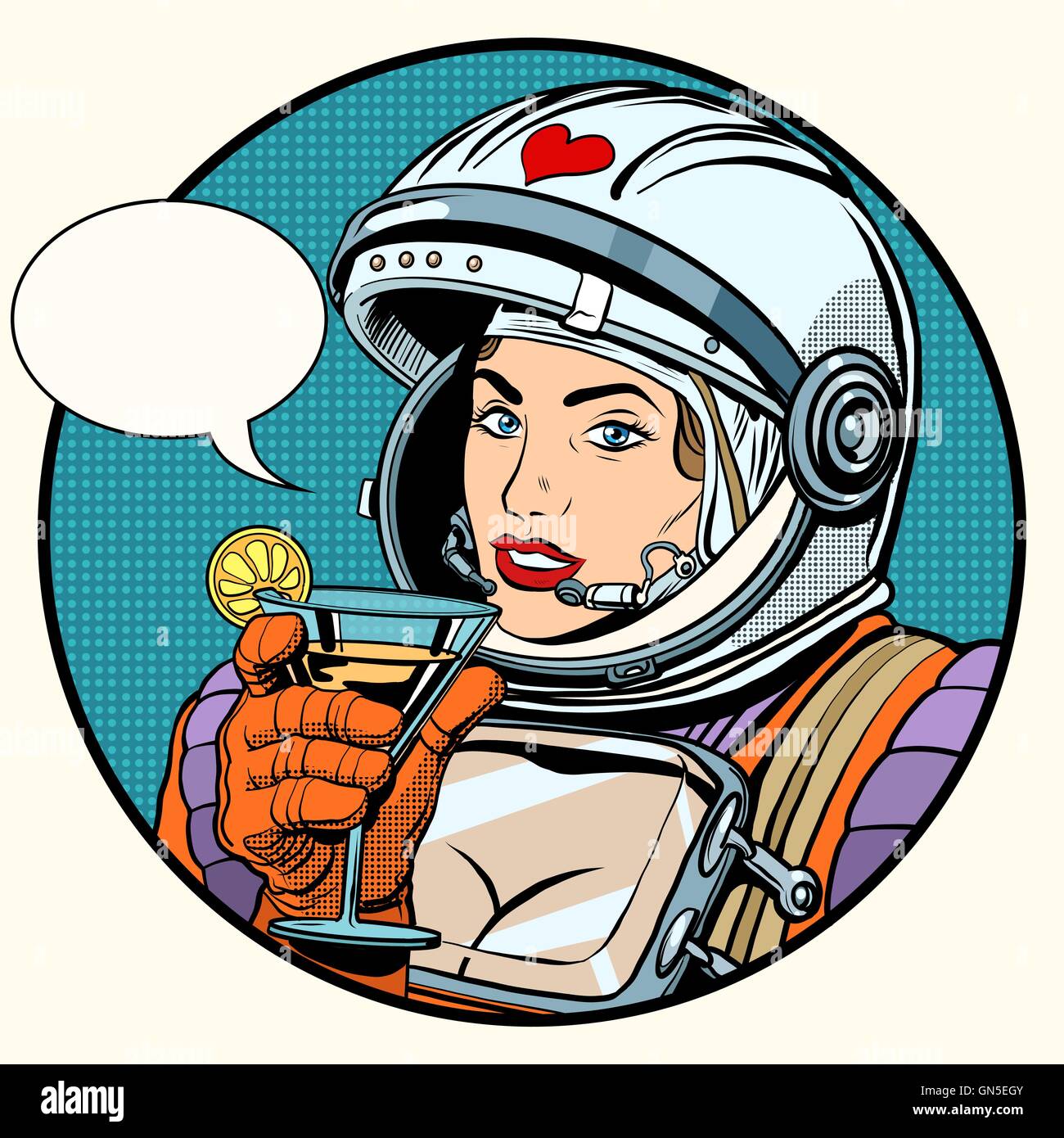 Liebe Frau Kosmonaut cocktail Stock Vektor