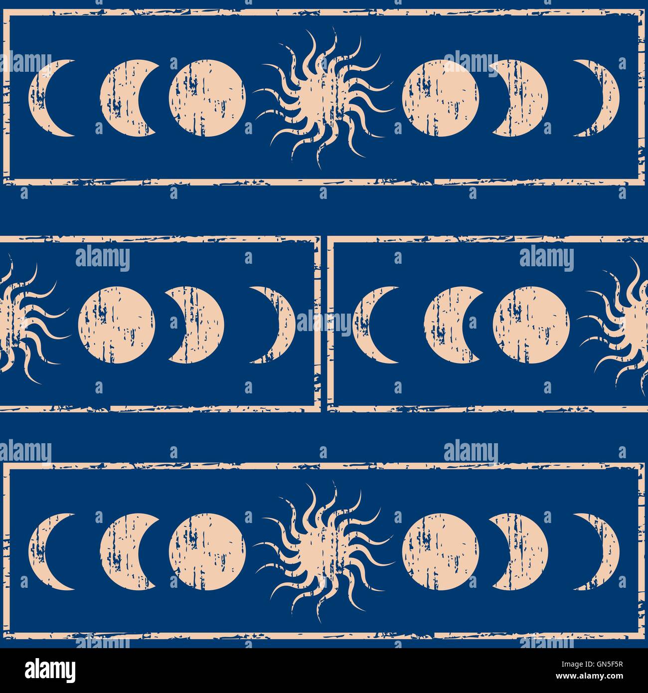 Heilige Geometrie. Sonne und Mond. Nahtlose Hintergrund Stock Vektor