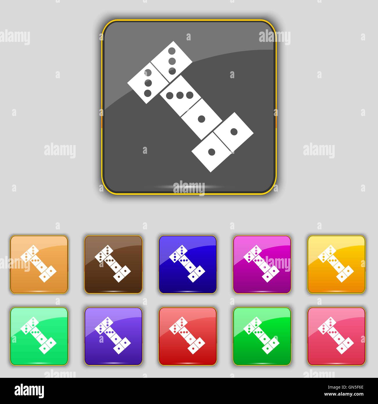 Domino-Symbol Zeichen. Set mit elf farbigen Buttons für Ihre Website. Vektor Stock Vektor