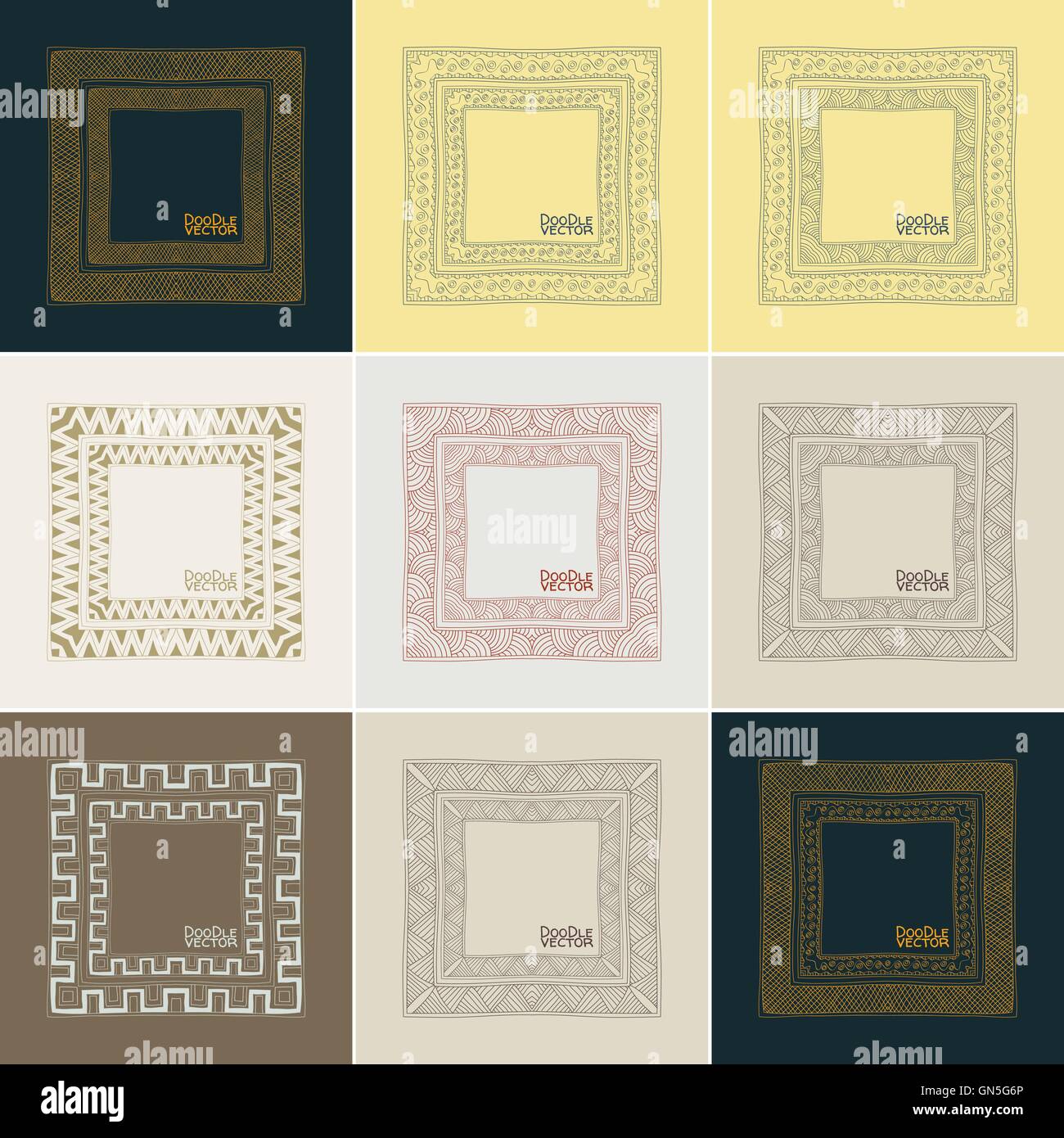Hand gezeichnet Doodle Grenze Frames Stock Vektor