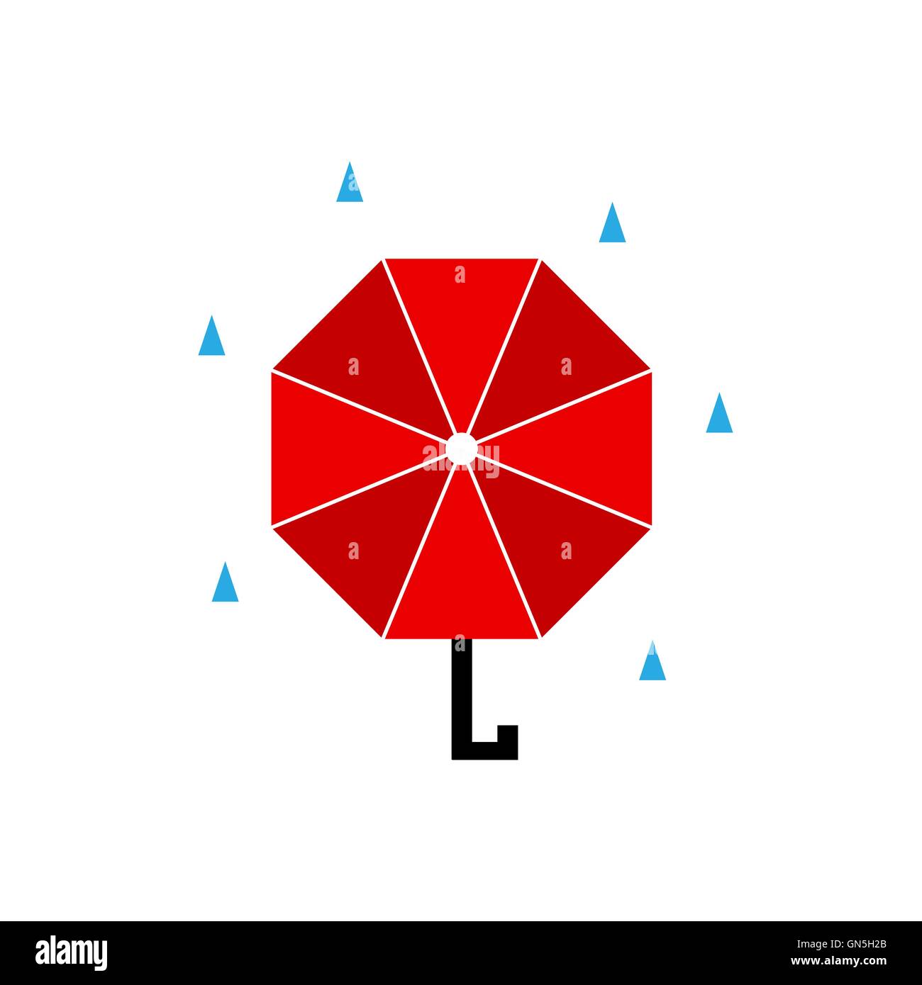 roten Regenschirm. flache. Vektor Stock Vektor