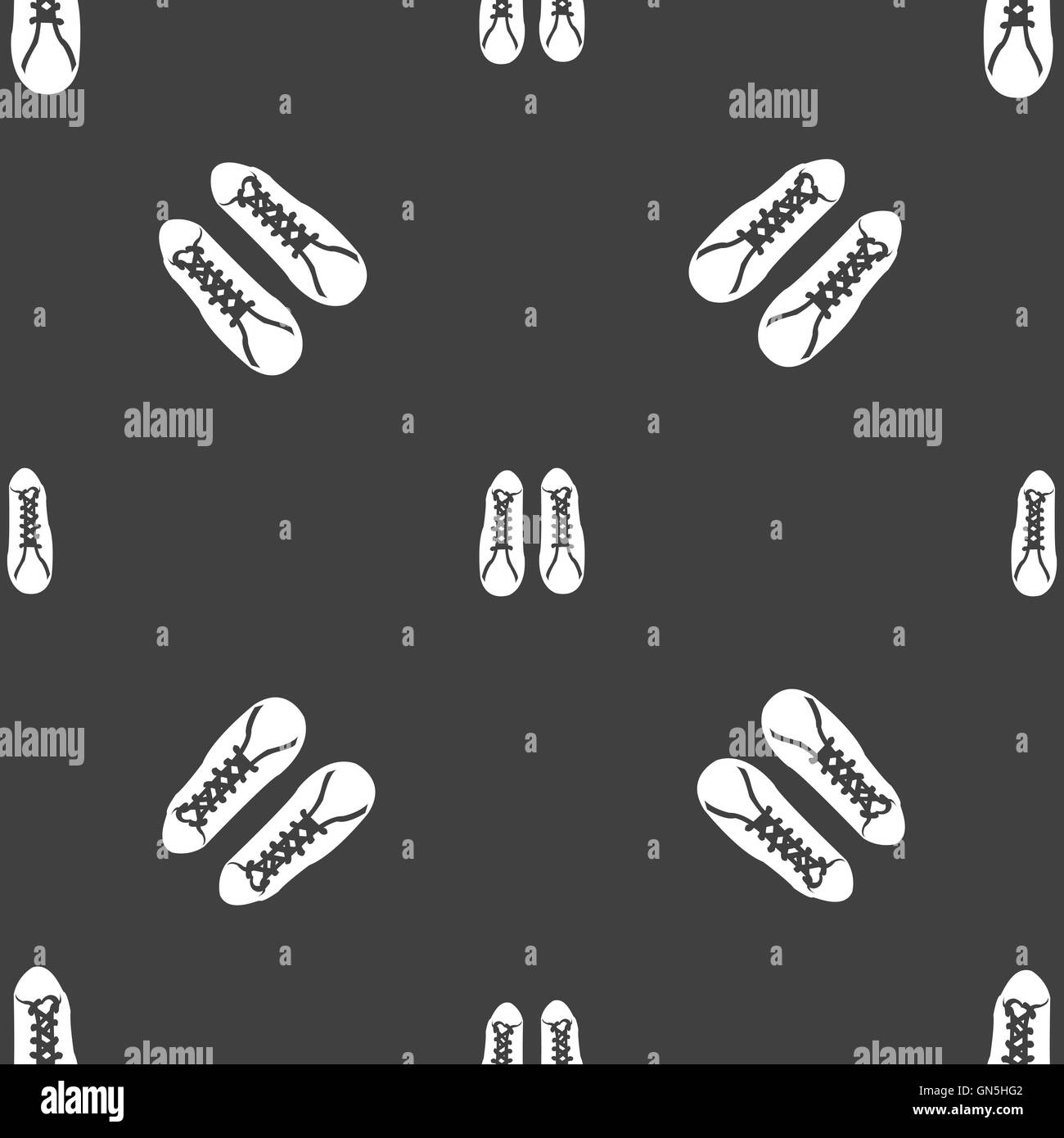 Schuhe Symbol Zeichen. Nahtlose Muster auf einem grauen Hintergrund. Vektor Stock Vektor