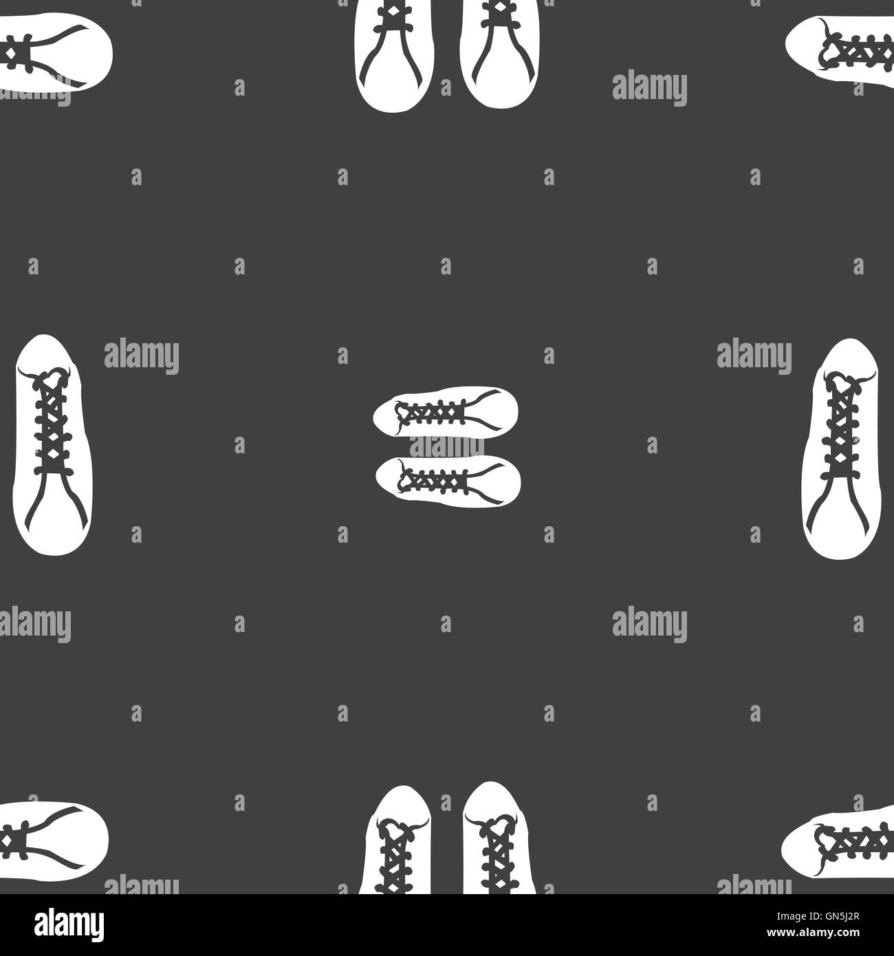 Schuhe Symbol Zeichen. Nahtlose Muster auf einem grauen Hintergrund. Vektor Stock Vektor