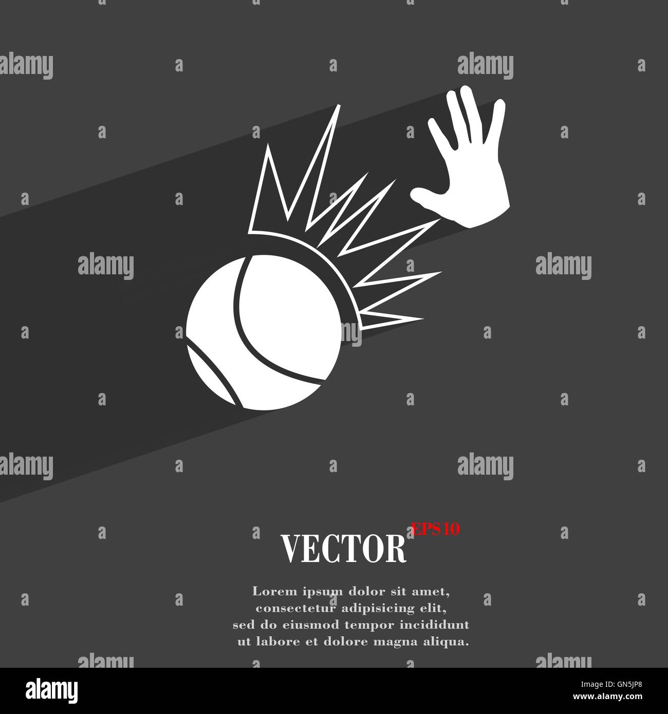 Basketball-Symbol flach moderne Webdesign mit langen Schatten und Platz für Ihren Text. Vektor Stock Vektor