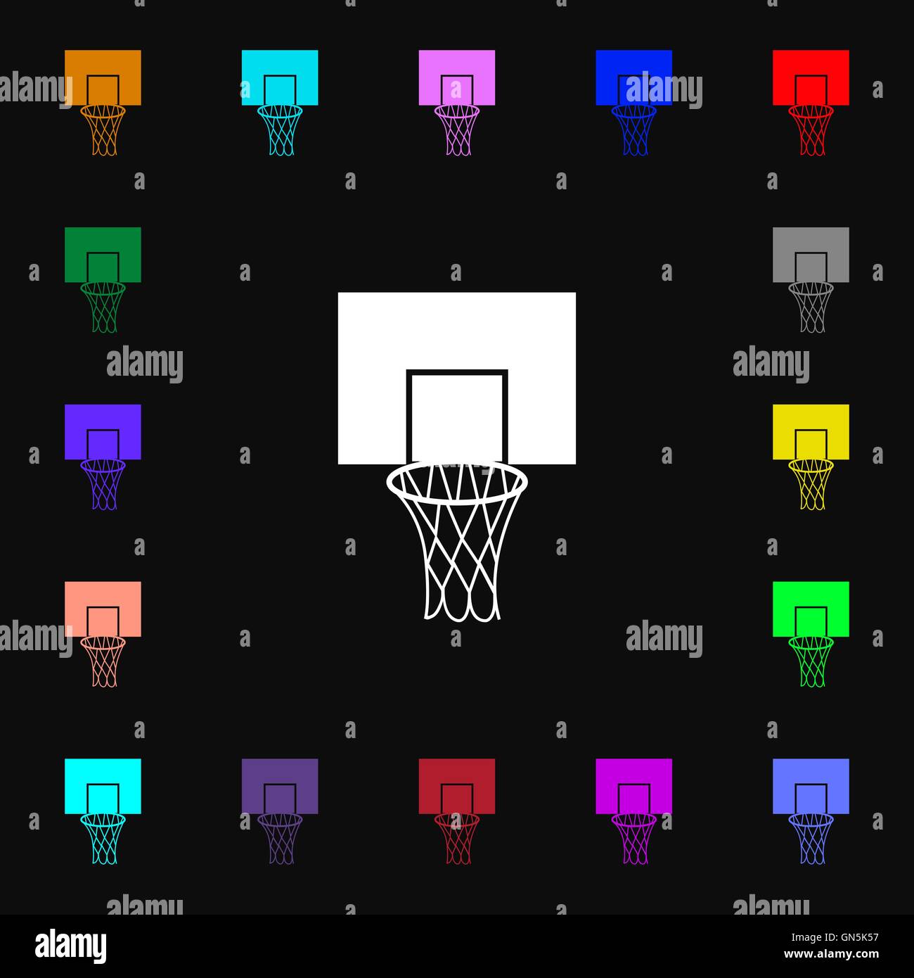 Basketball-Backboard Symbol Zeichen. Viele bunte Symbole für Ihr Design. Vektor Stock Vektor