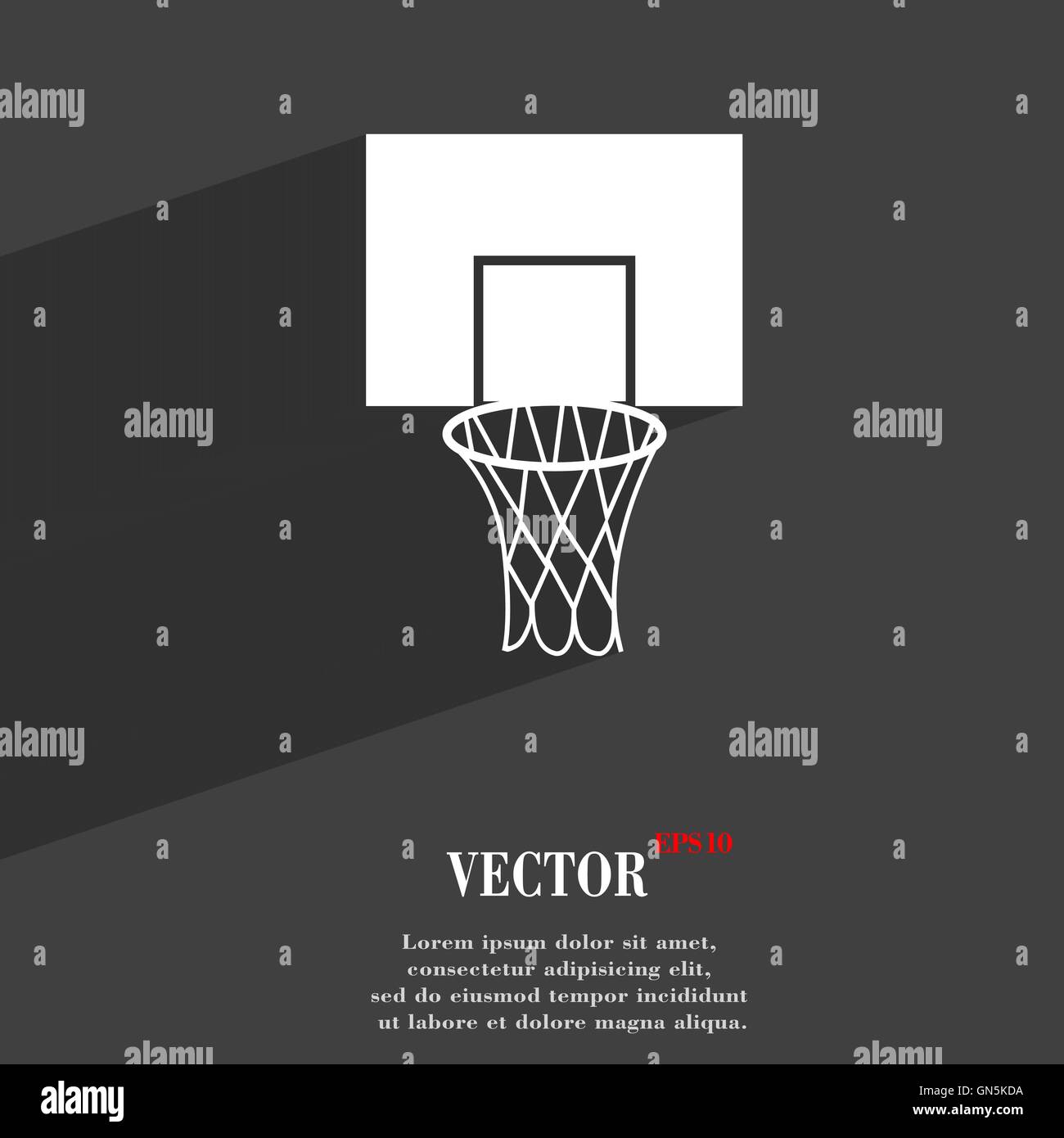 Basketball-Backboard Symbol flach moderne Webdesign mit langen Schatten und Platz für Ihren Text. Vektor Stock Vektor