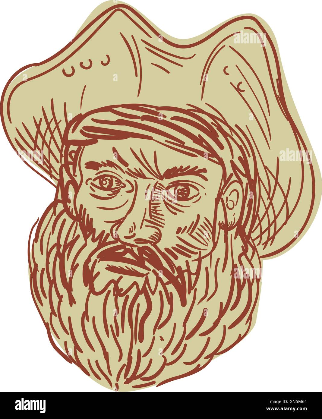 Pirat Kopf Bart Zeichnung Stock Vektor
