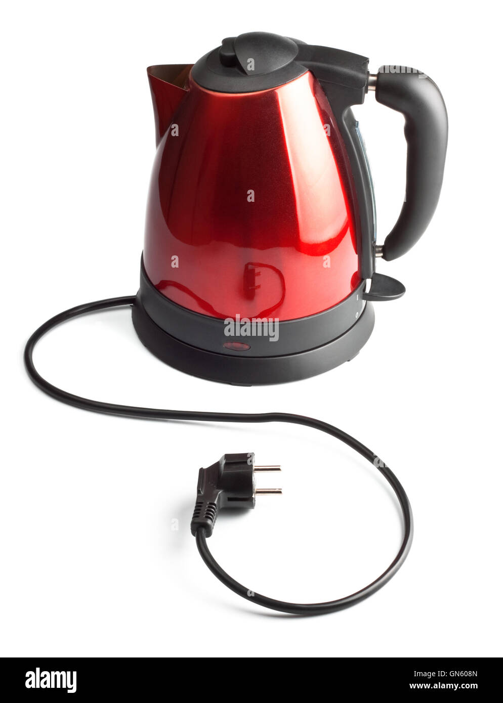 rote und schwarze elektrische Wasserkocher Stockfoto