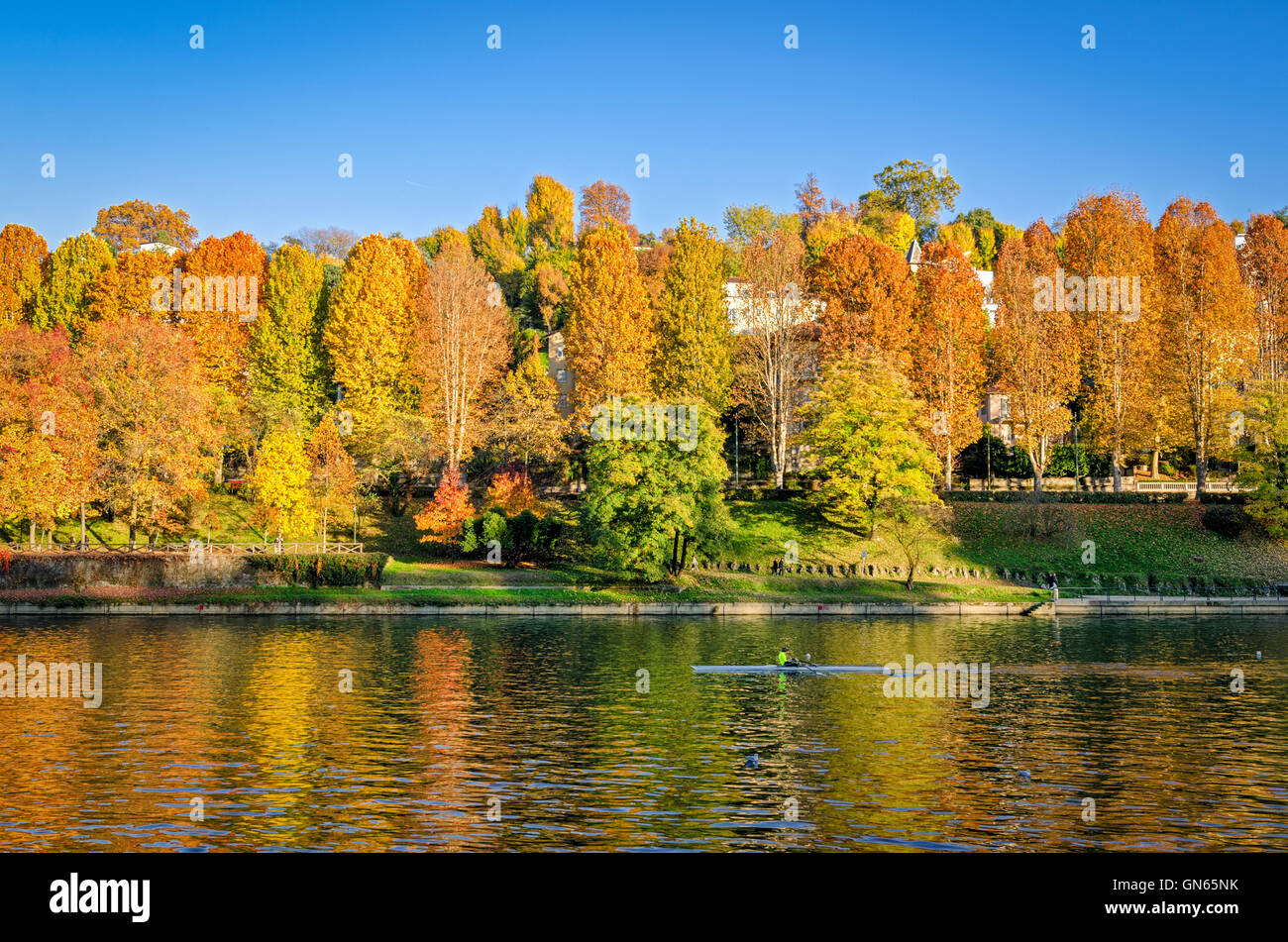 Turin (Torino) Fluss Po Stockfoto