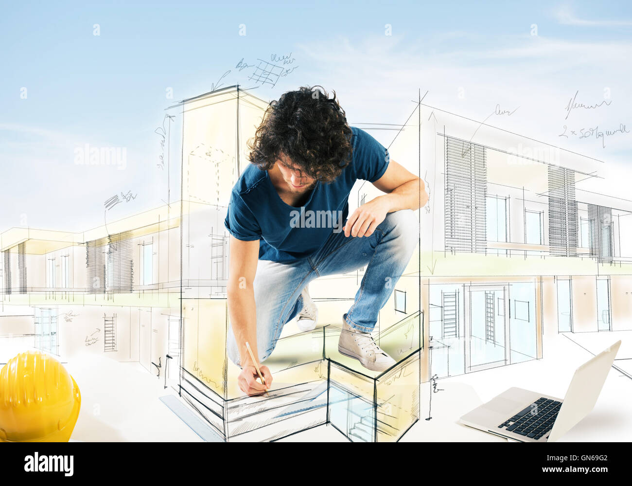 Zeichnung ein Hausprojekt Stockfoto