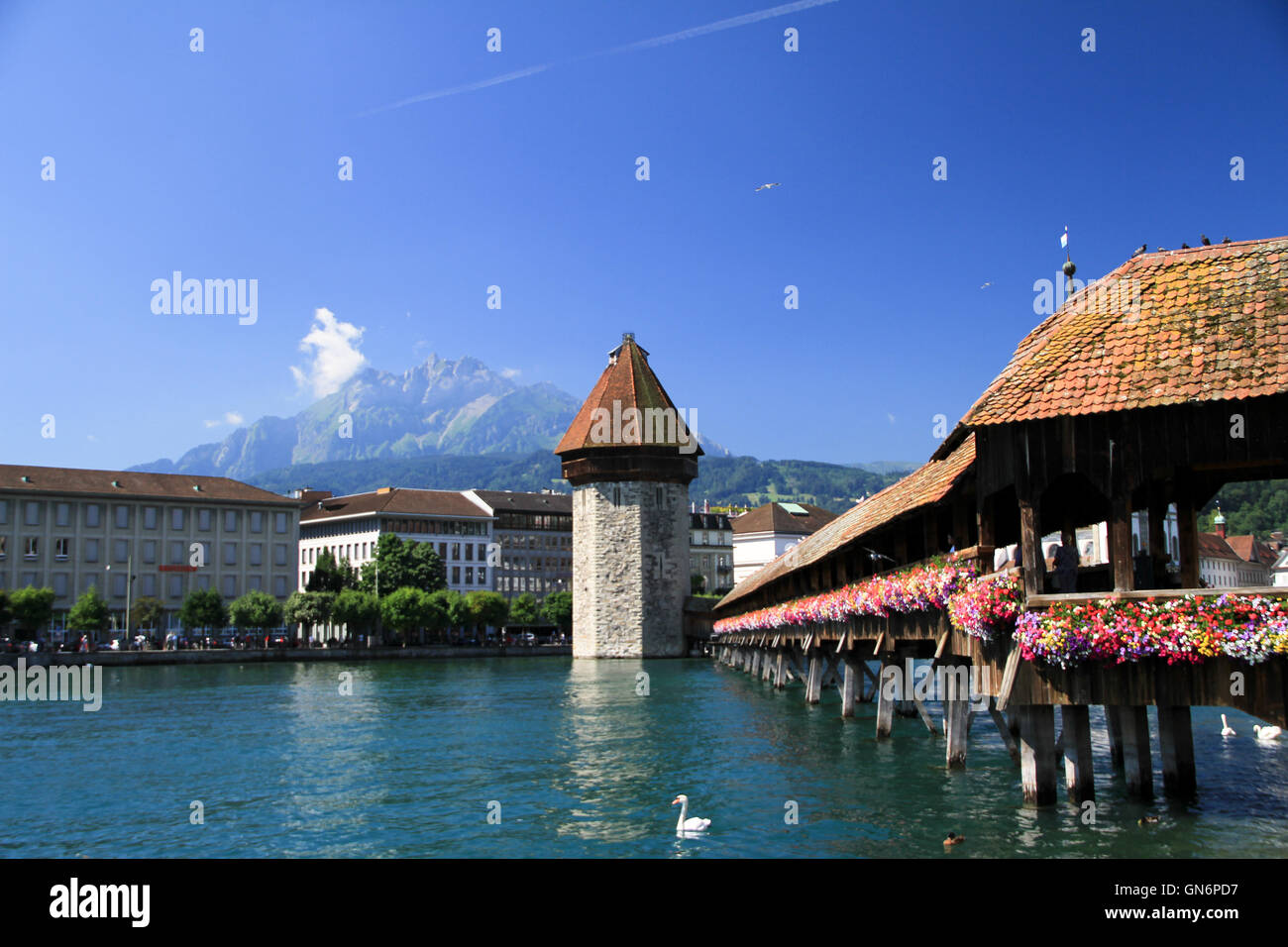 Kapellbrücke in Luzern, Schweiz Stockfoto