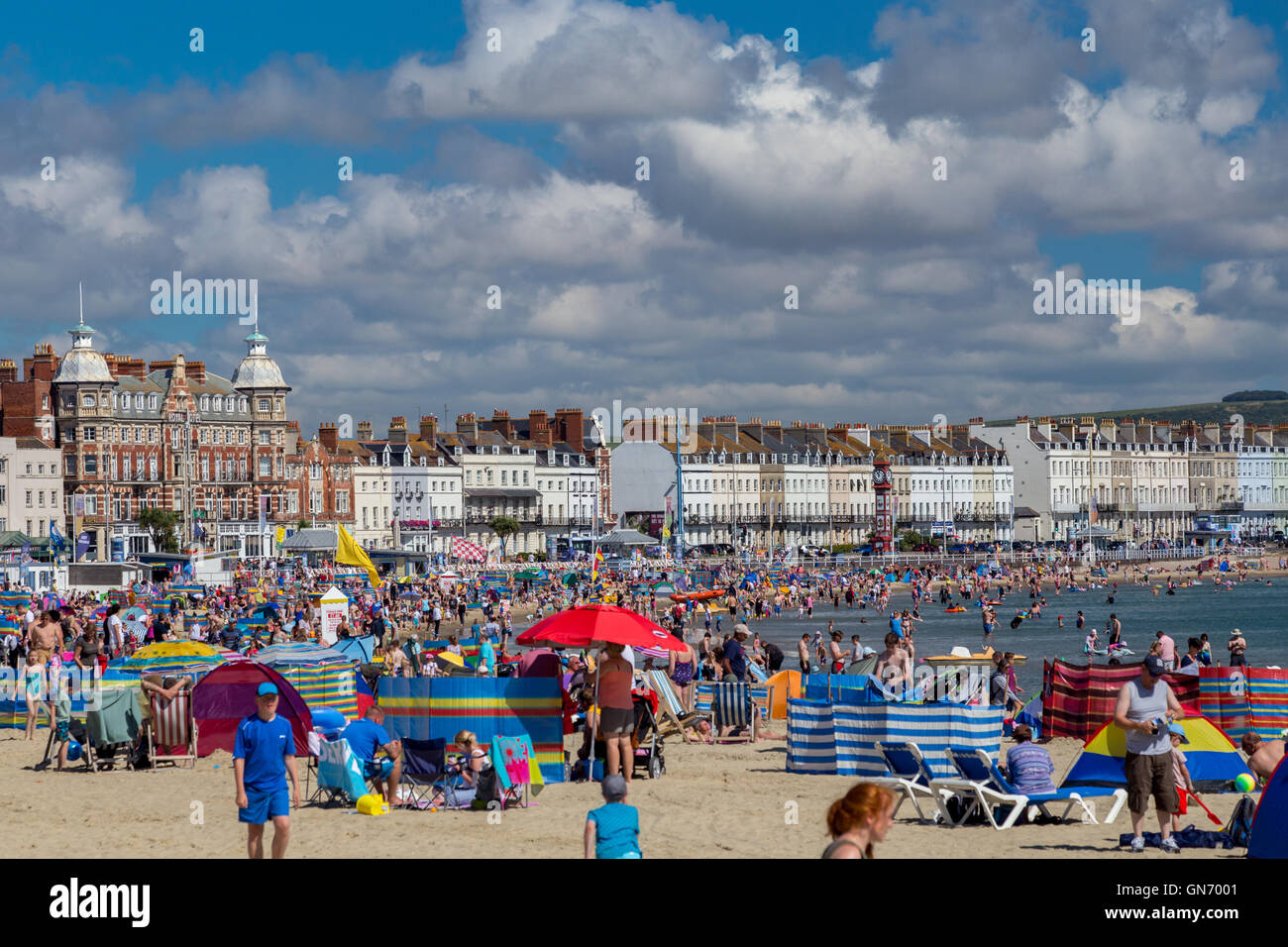Weymouth Strand und Meer, Dorset Stockfoto