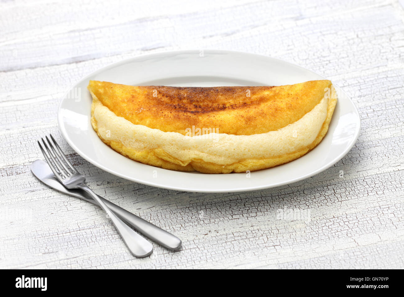 hausgemachte mont saint Michel Stil flauschige Souffle Omelette Stockfoto