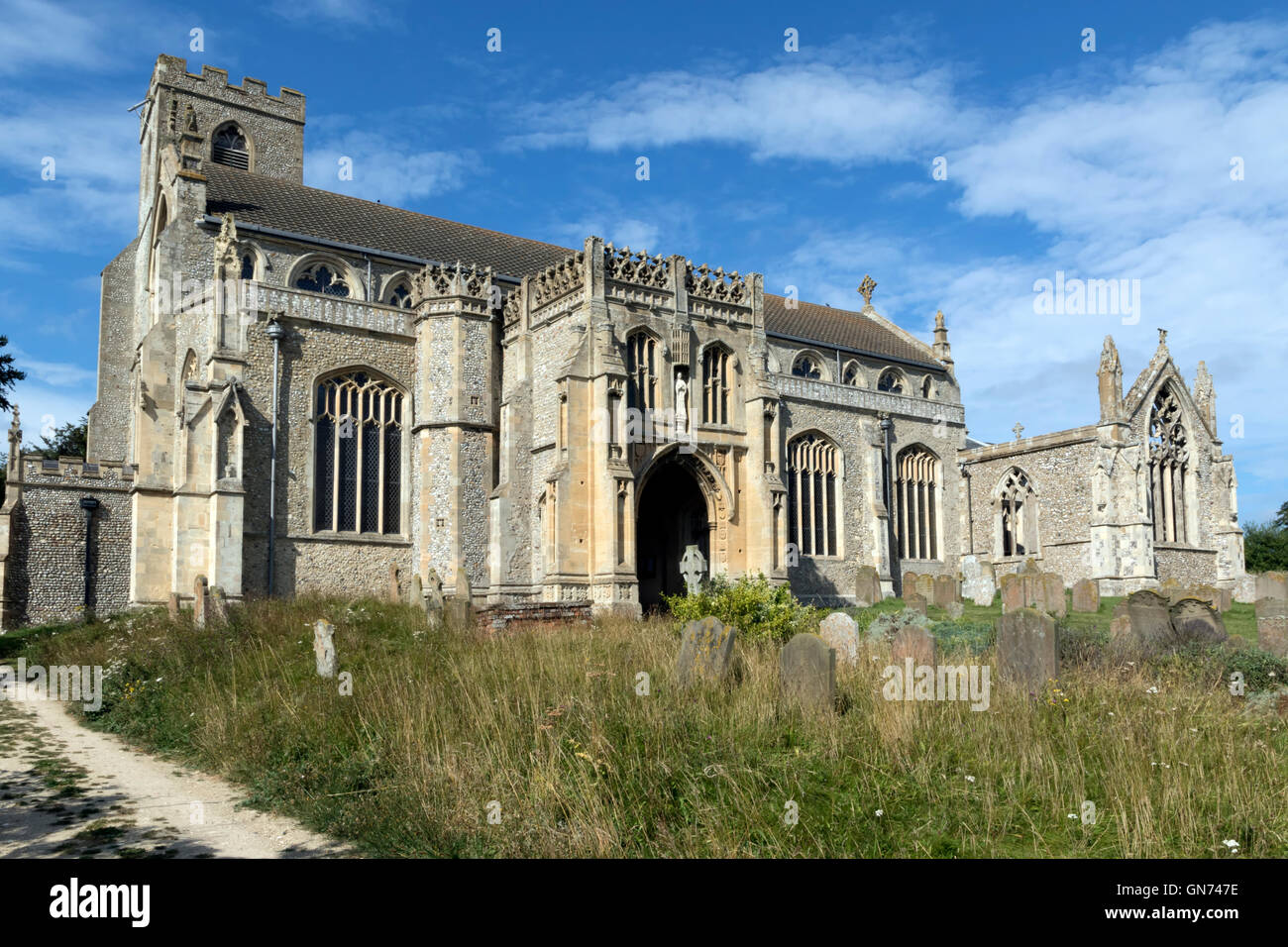 Mittelalterliche Kirche von St Margarets bei Cley Next am Meer in Norfolk Stockfoto