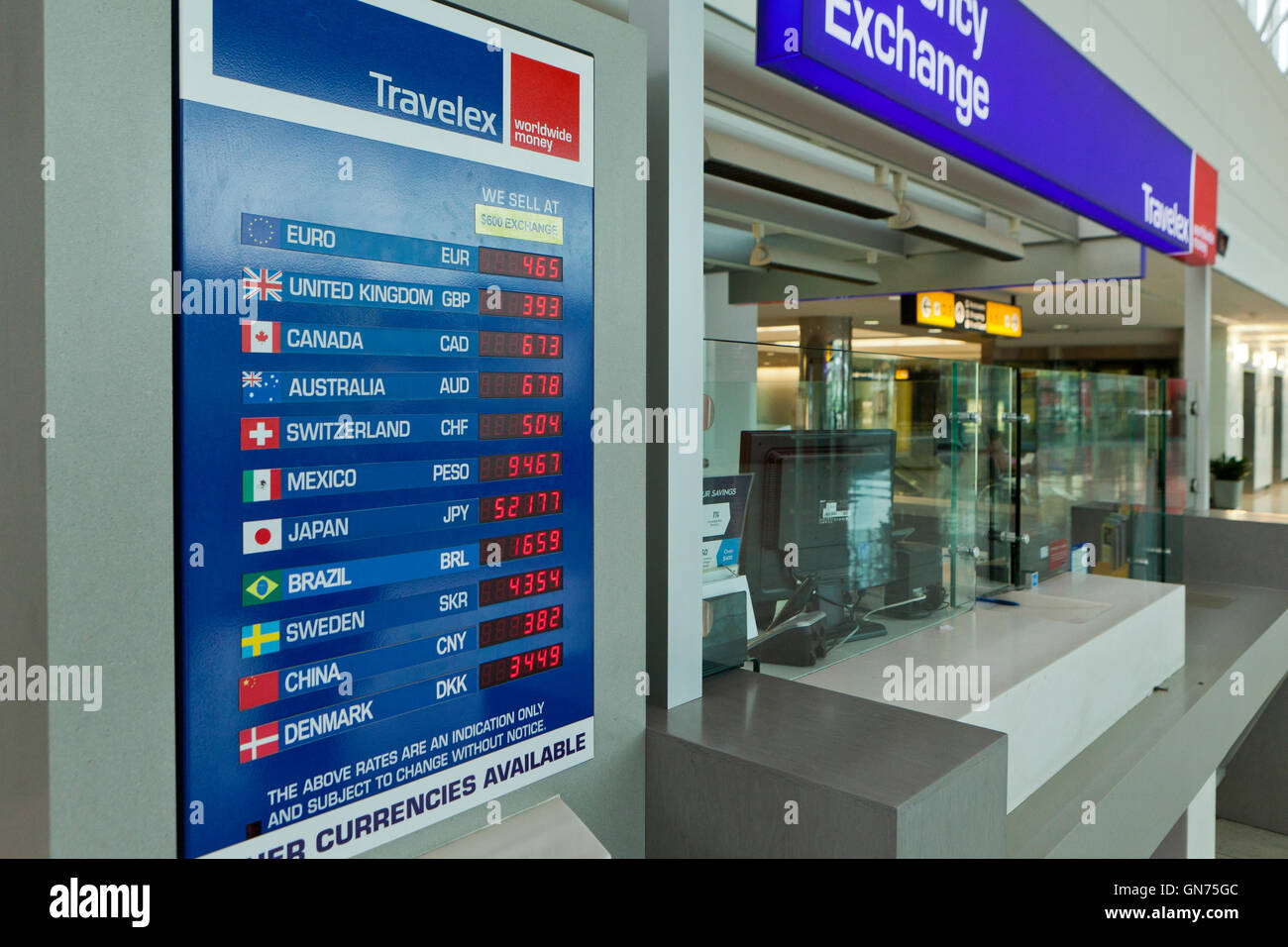 Currency Exchange Rate-Board - USA Stockfoto